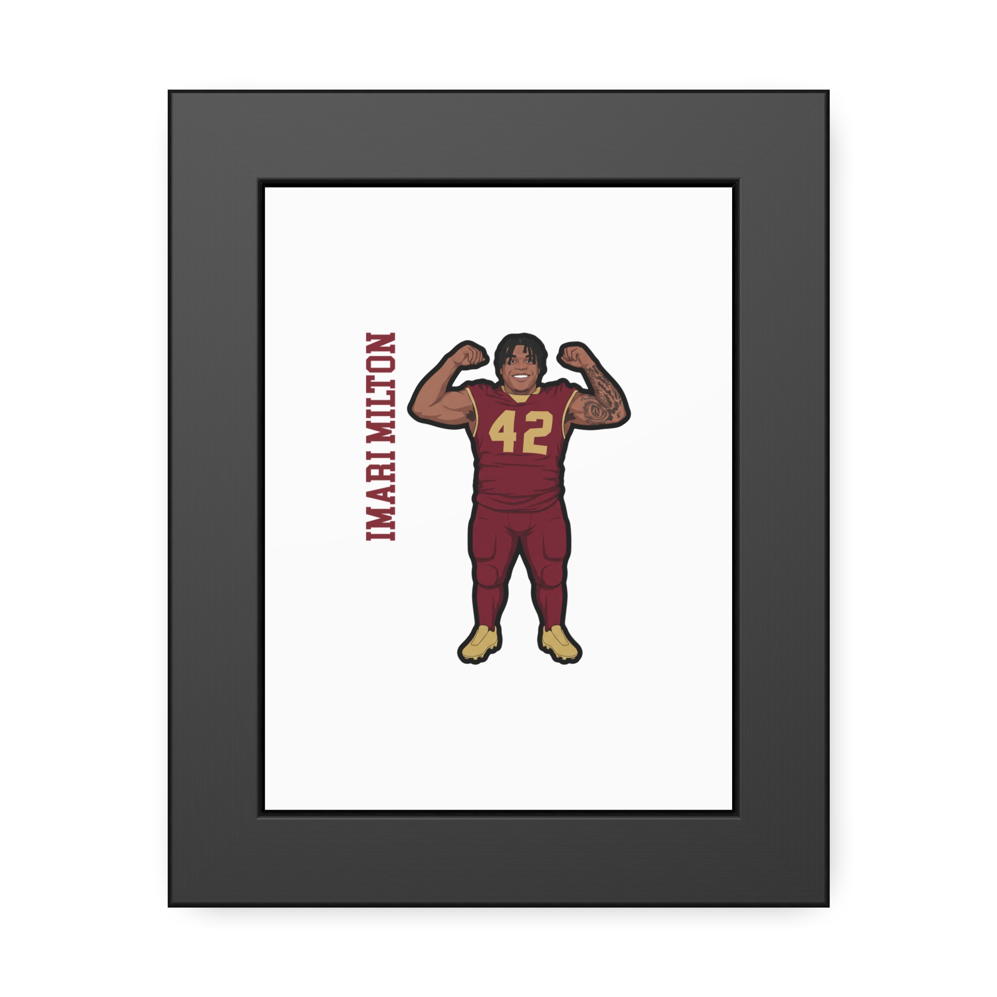 Framed Poster — character_name_vertical in Black