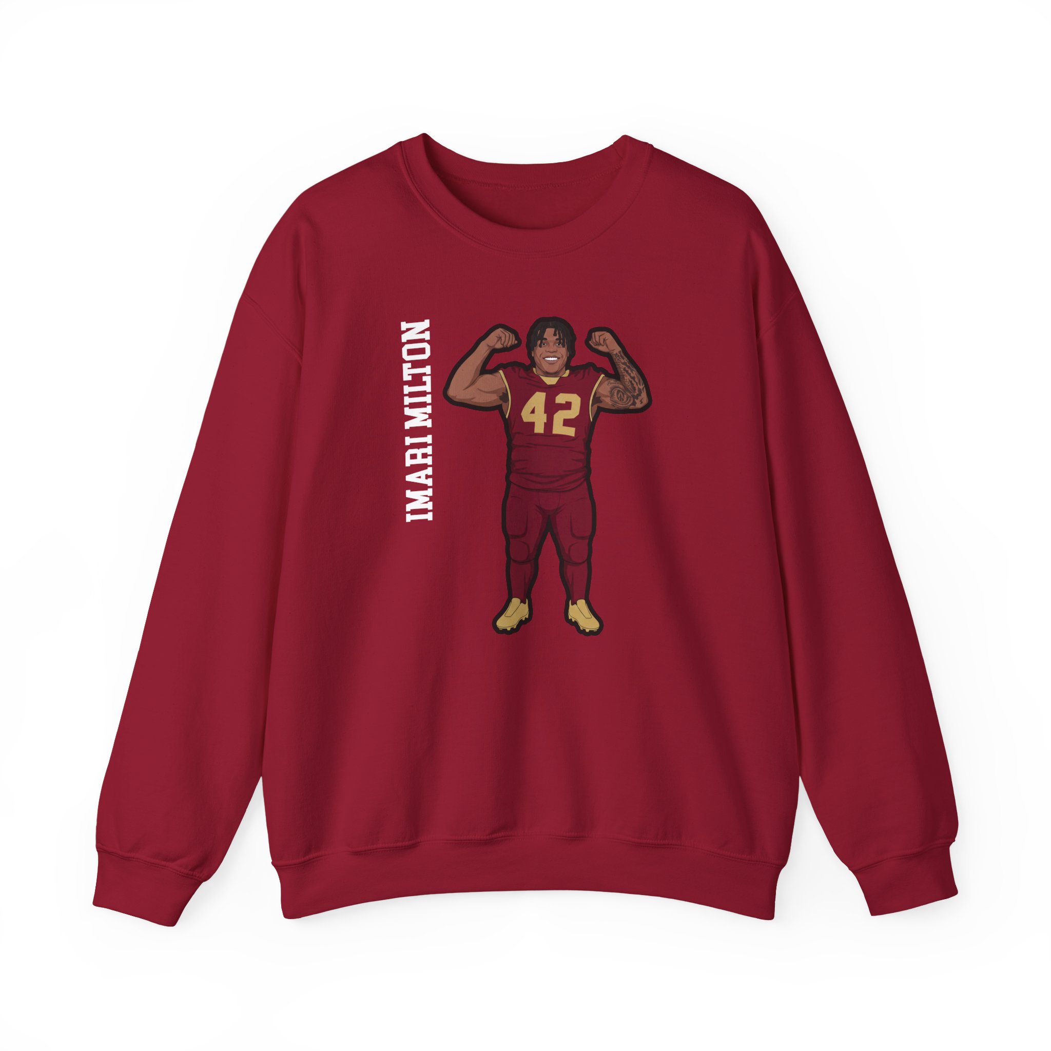 Crewneck Sweatshirt — character_name_vertical in Cardinal