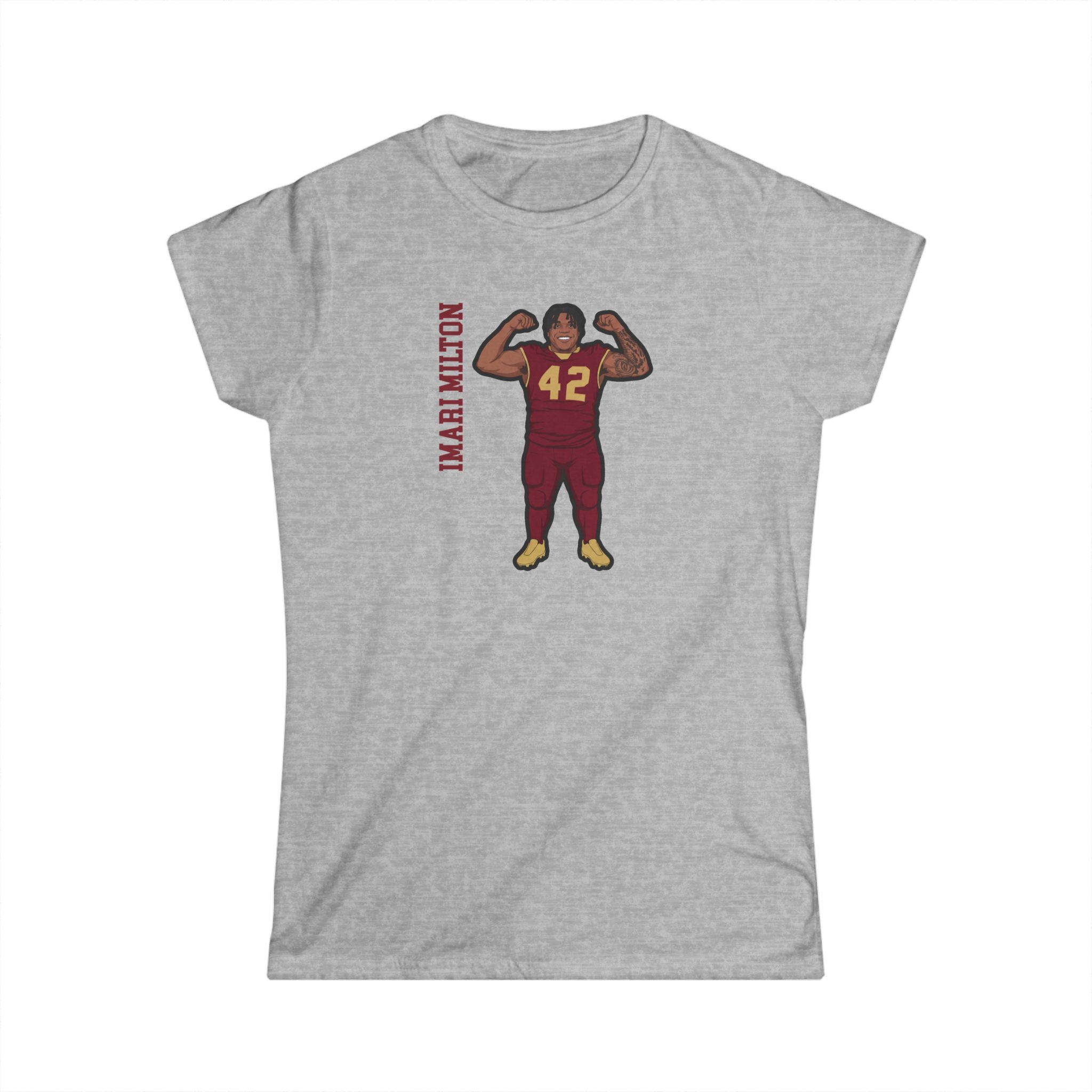 Women's Softstyle Tee — character_name_vertical in Grey