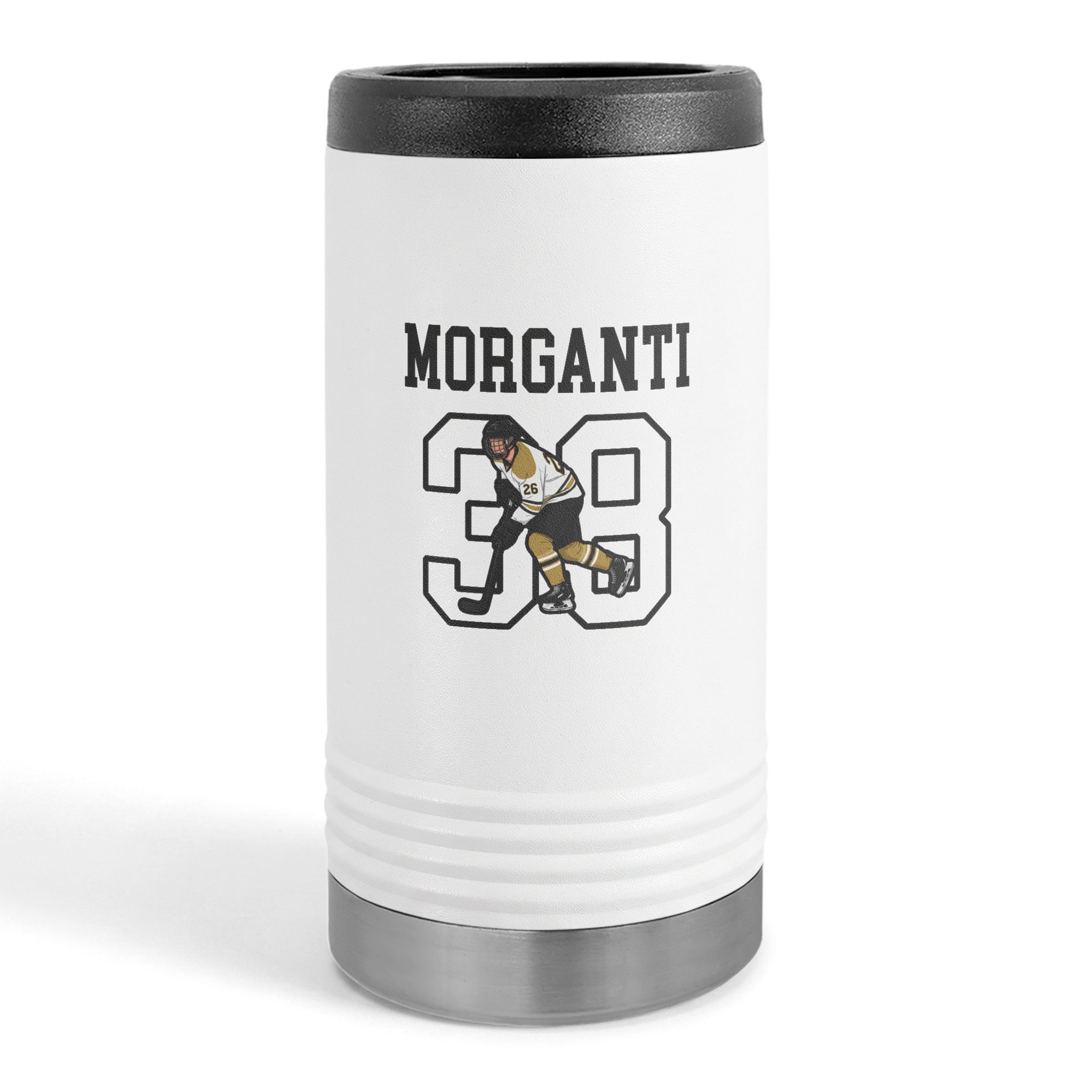 Slim Stainless Can Cooler — character_shirsey in White