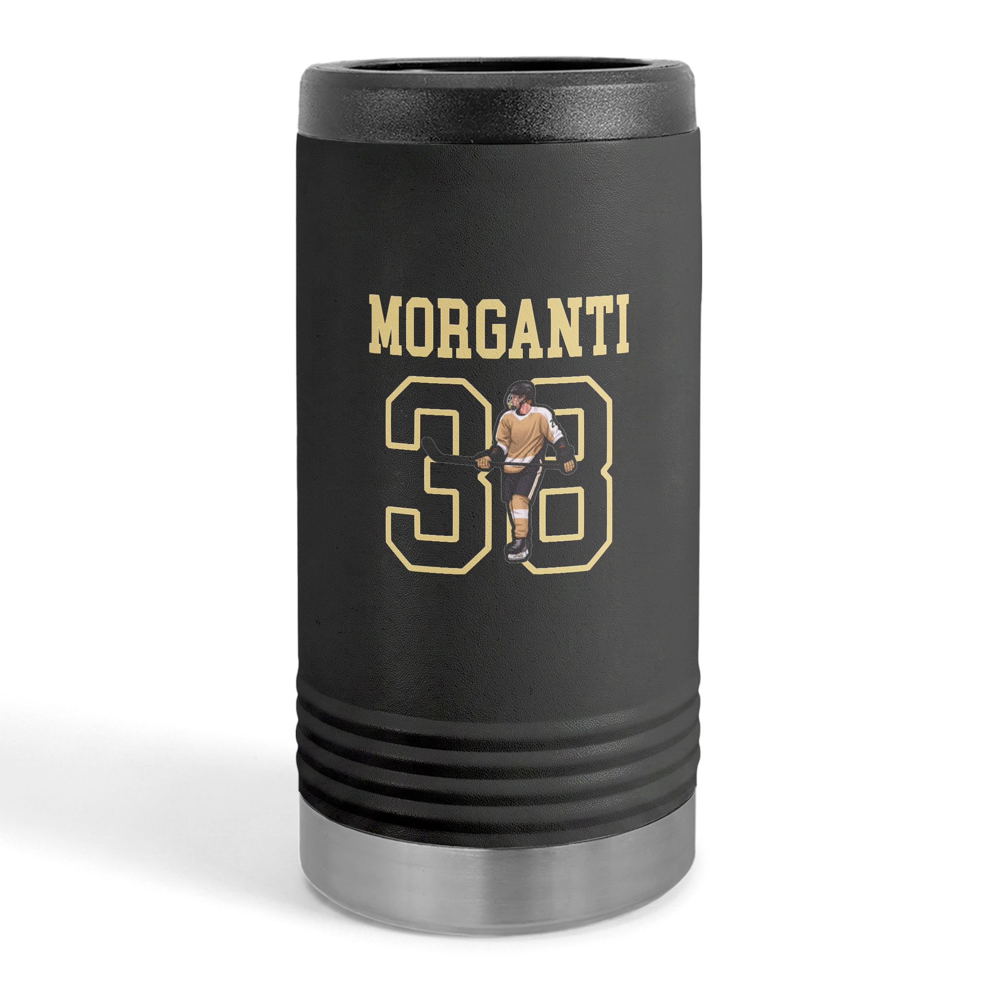 Slim Stainless Can Cooler — character_shirsey in Black
