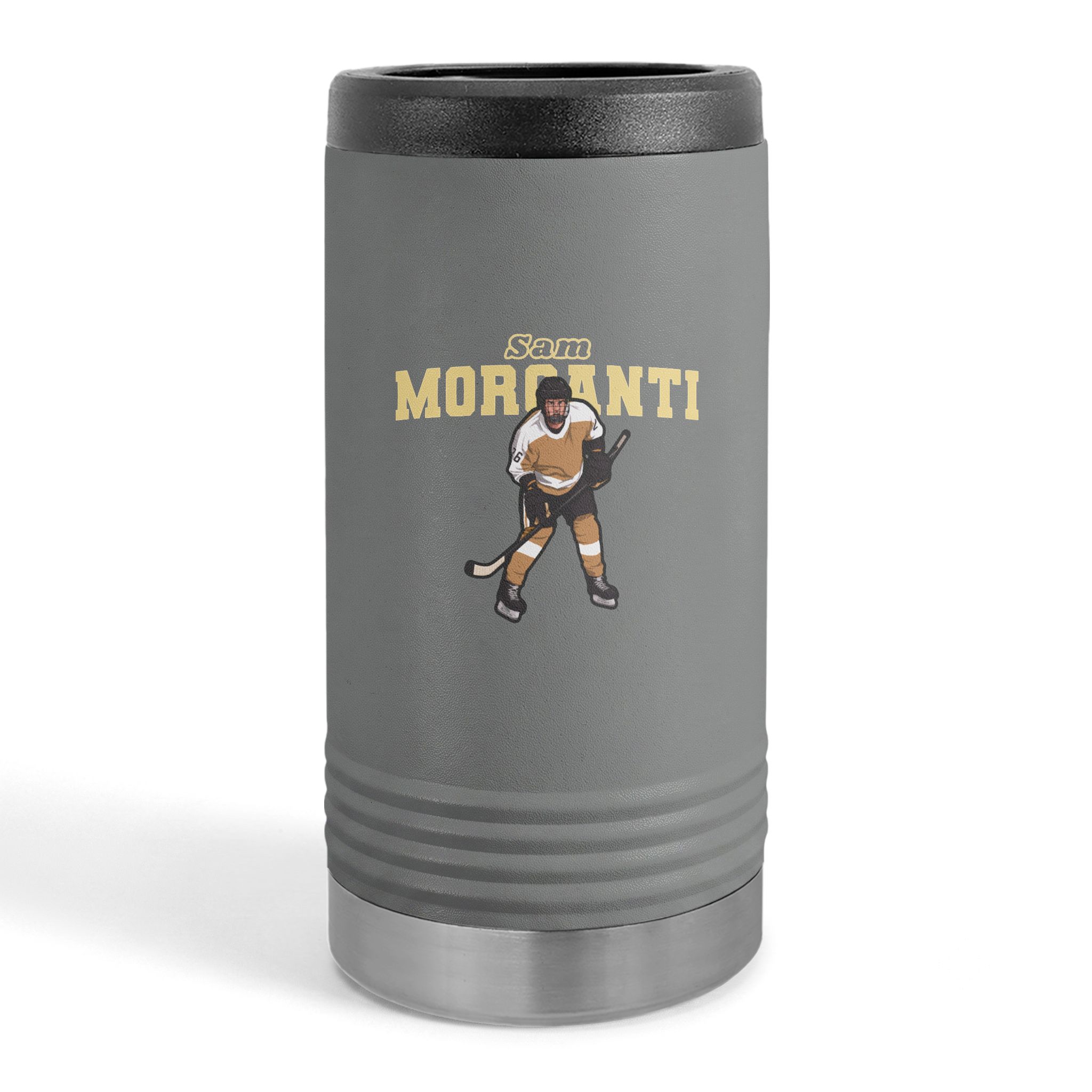 Slim Stainless Can Cooler — character_name_arch in Grey
