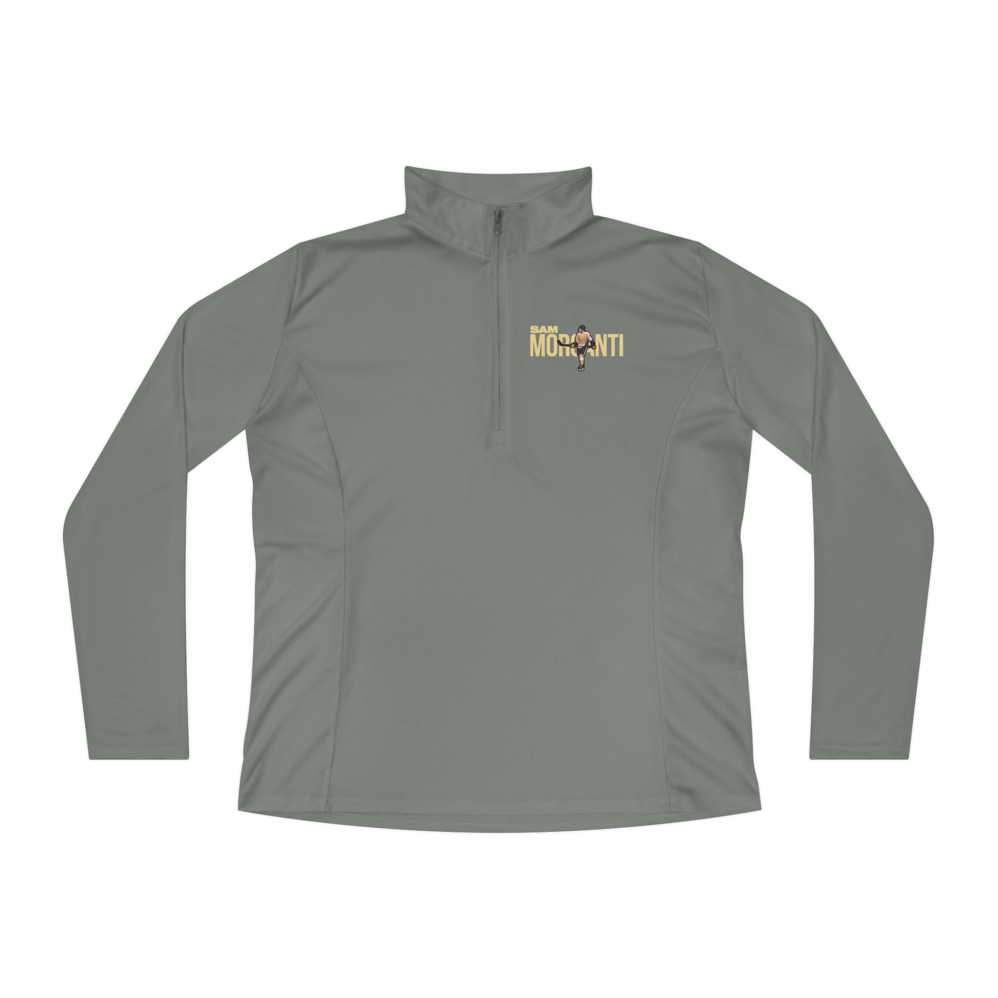 Women's Q-Zip Pullover — character_player_name in Grey