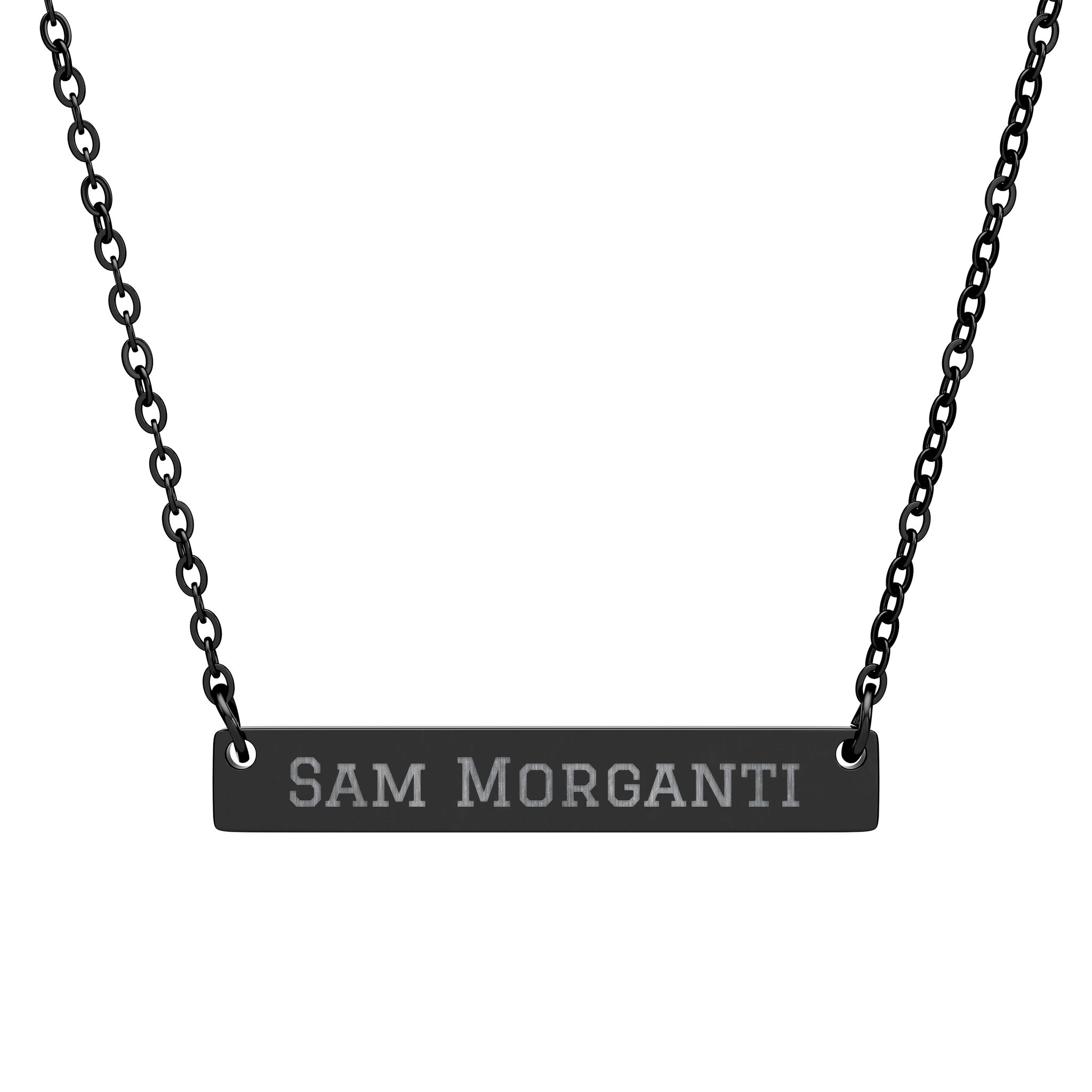 Engraved Bar Necklace — Classic in Black