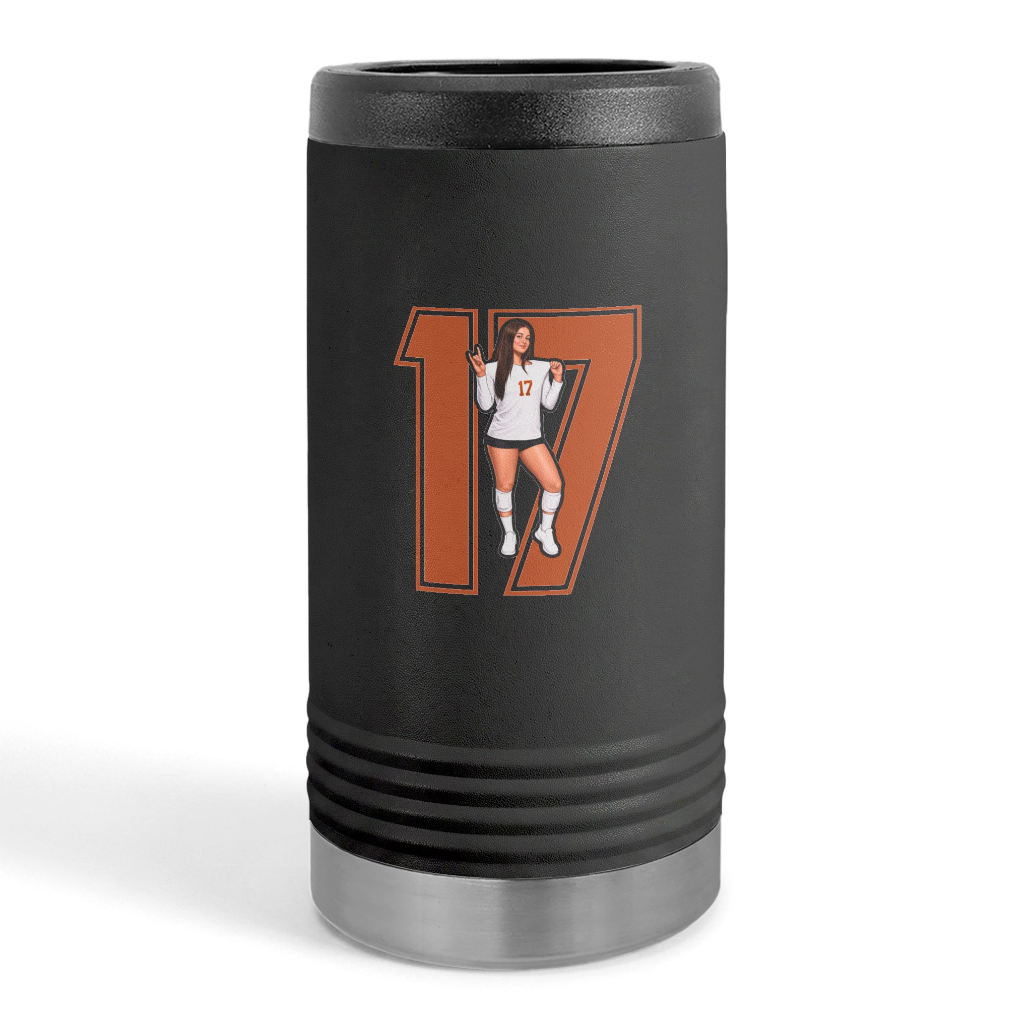 Slim Stainless Can Cooler — character_number in Black