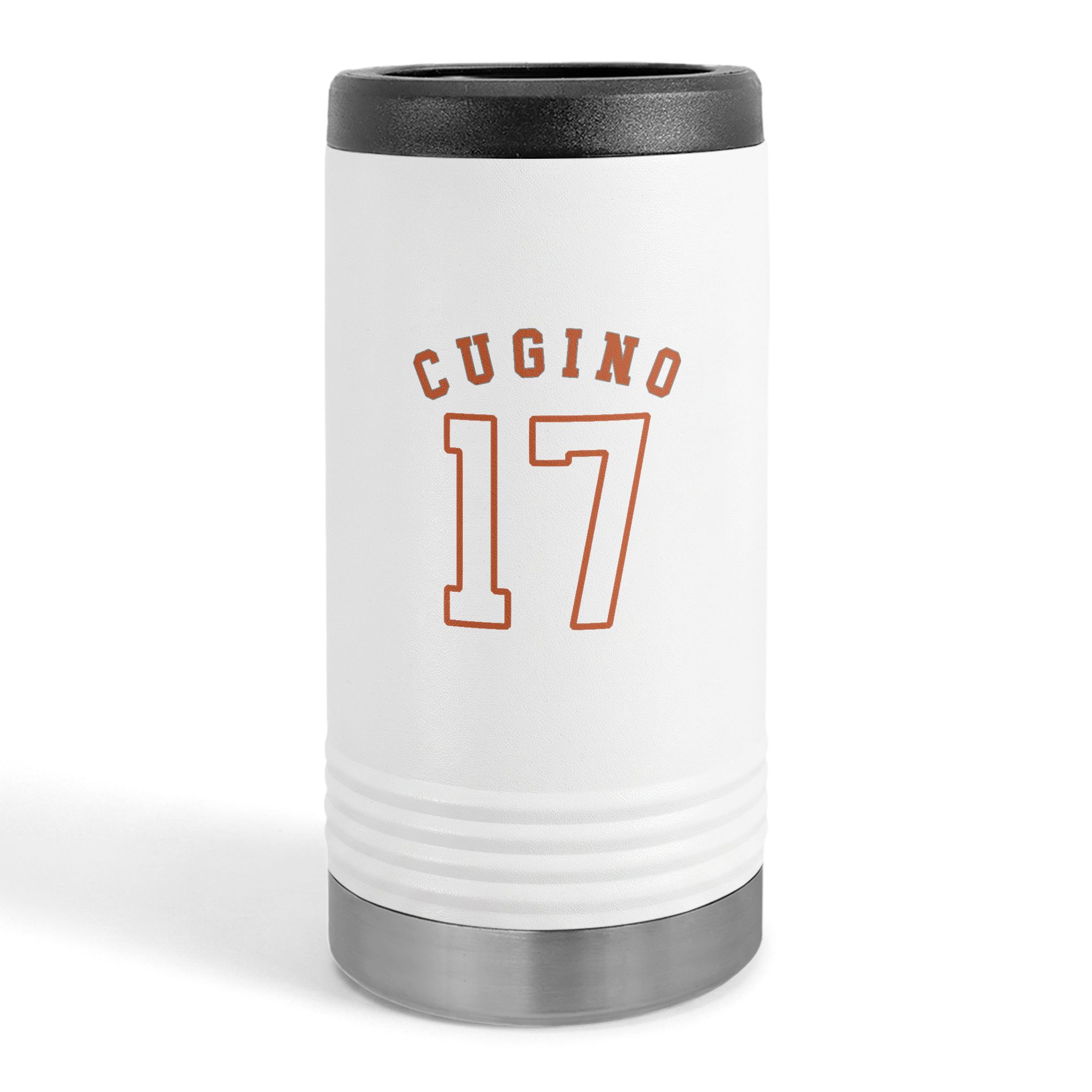 Slim Stainless Can Cooler — shirsey_arch in White