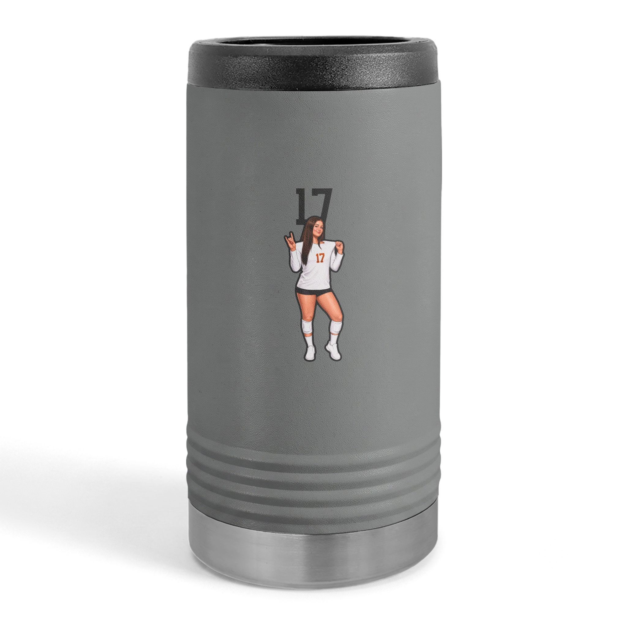 Slim Stainless Can Cooler — character_number_top in Grey