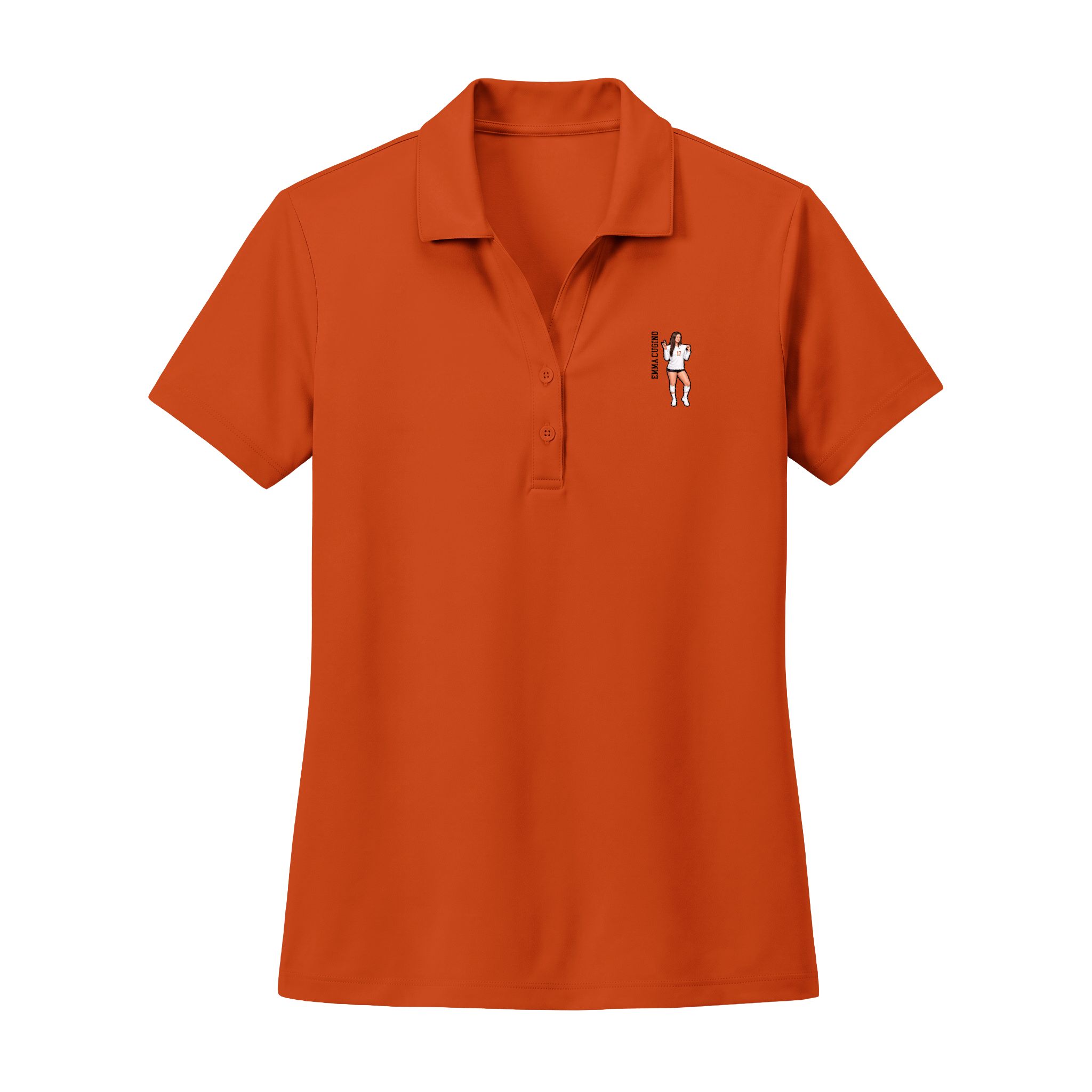 Women's Polo — character_name_vertical in Orange