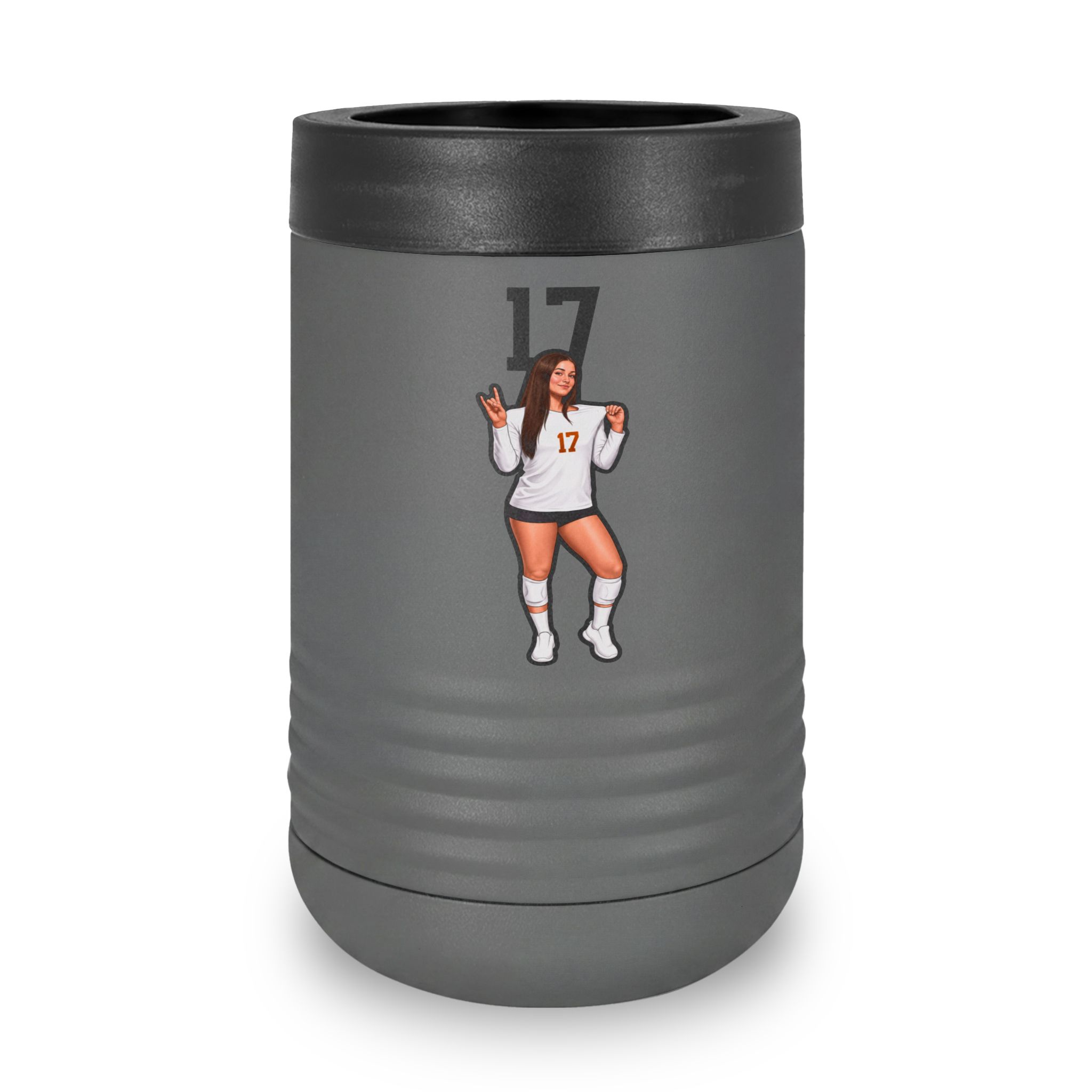 Stainless Can Cooler — character_number_top in Grey
