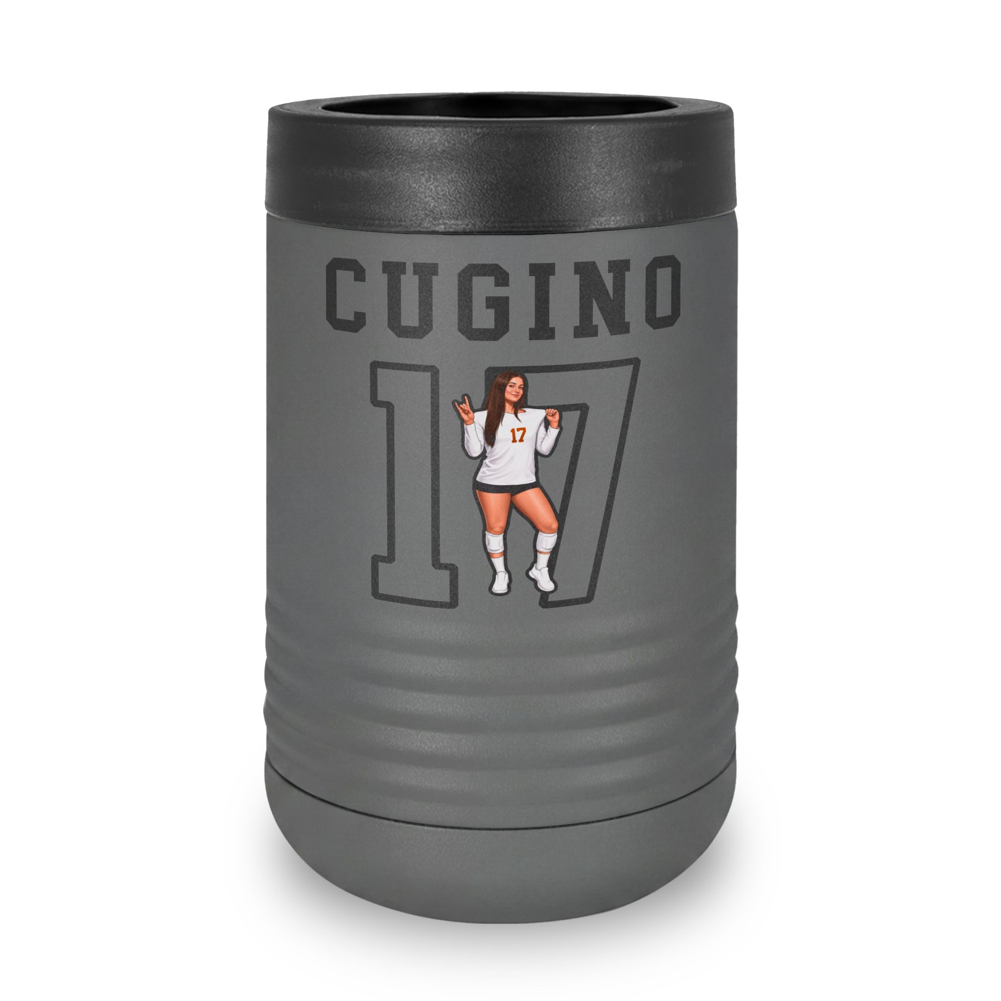 Stainless Can Cooler — character_shirsey in Grey
