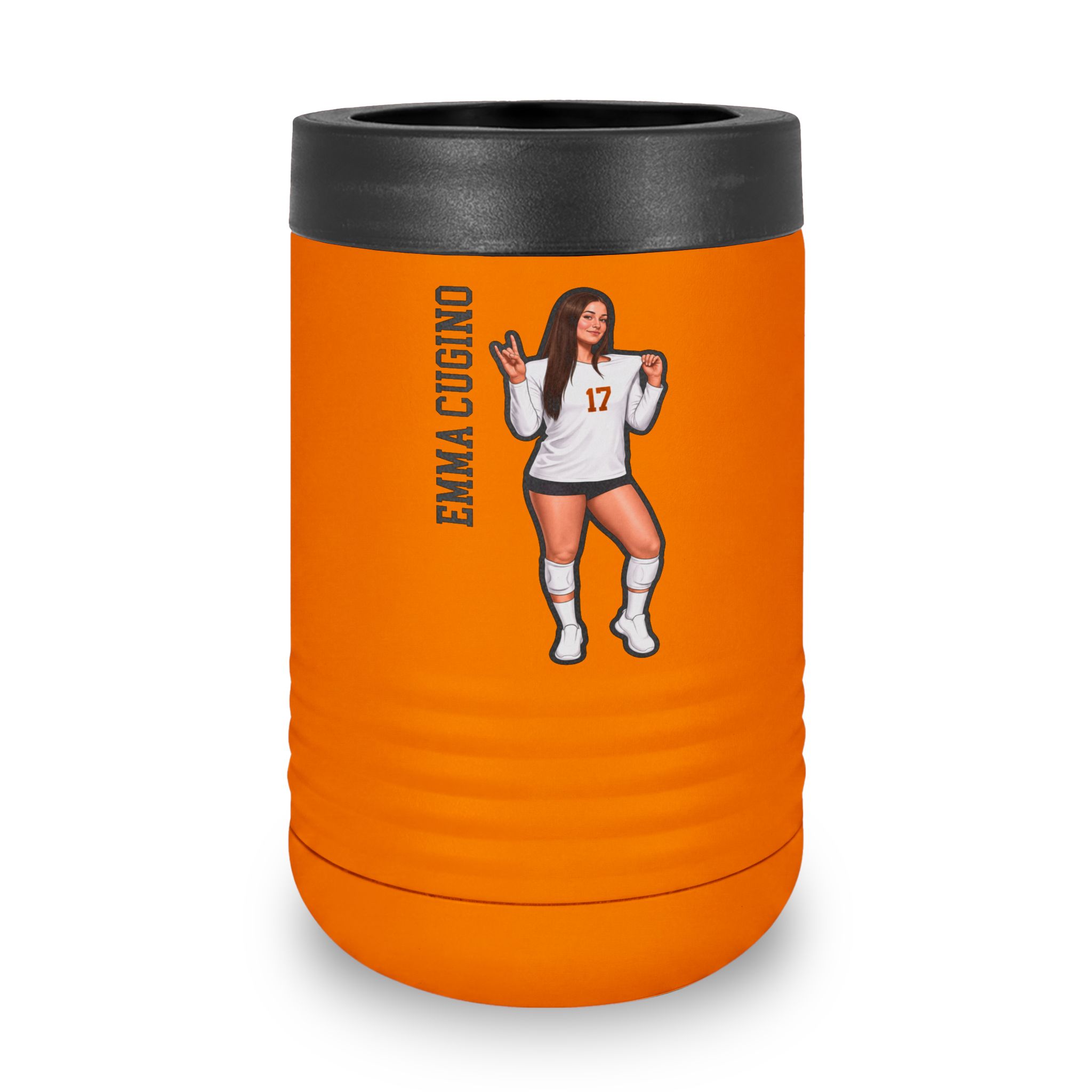 Stainless Can Cooler — character_name_vertical in Orange