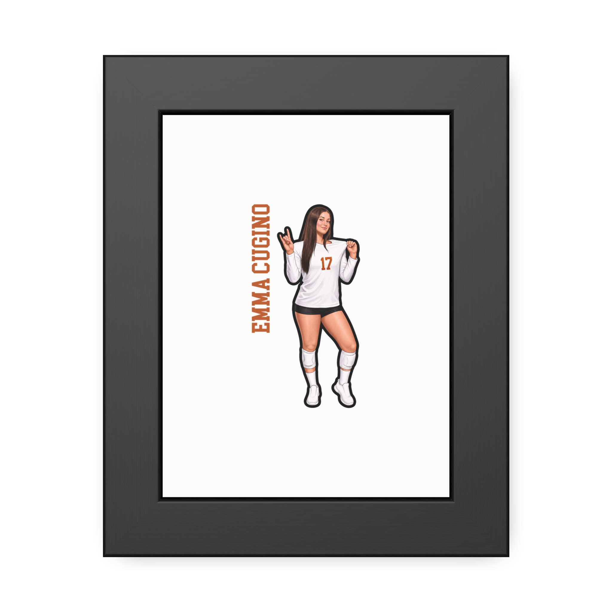 Framed Poster — character_name_vertical in Black