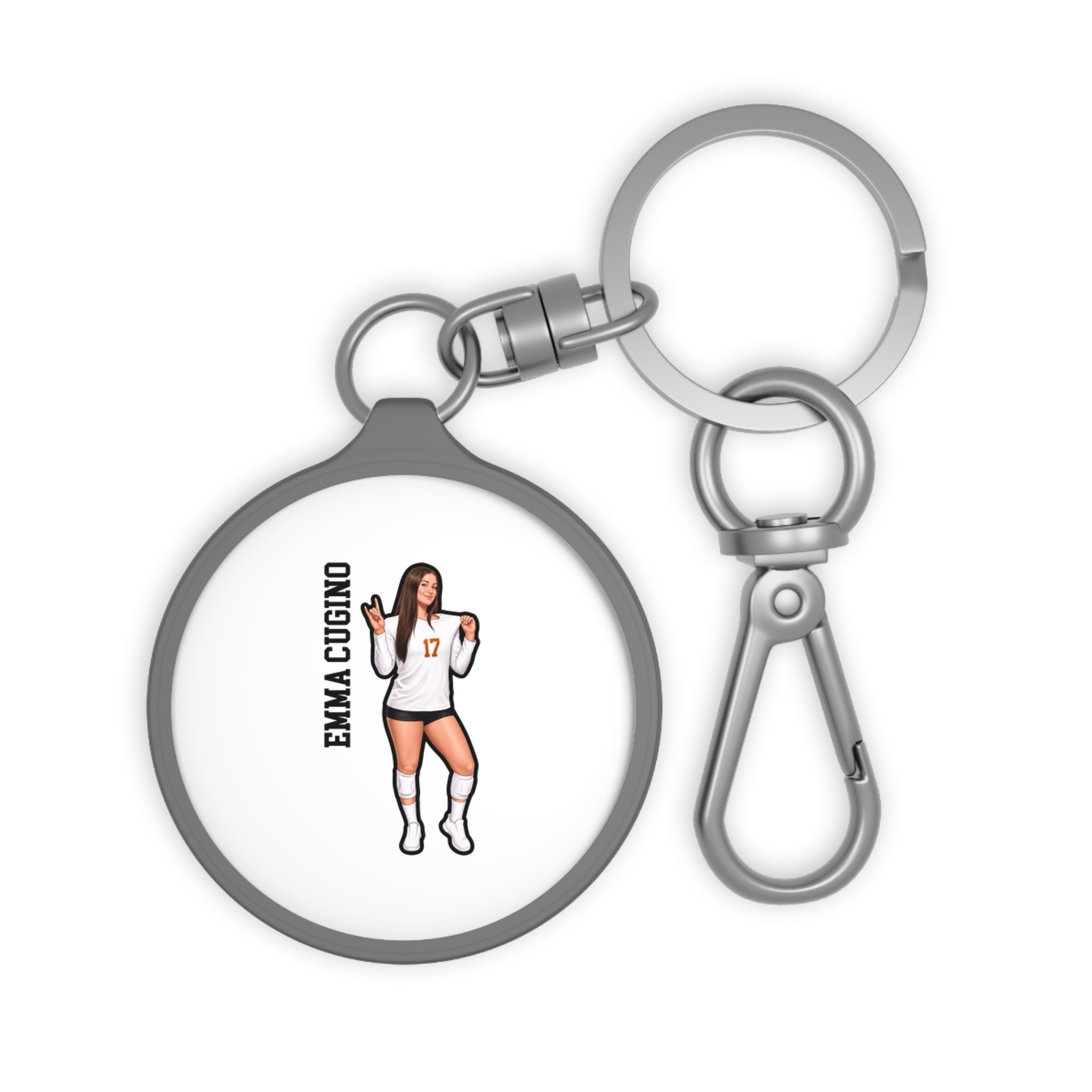 Keychain — character_name_vertical in Grey
