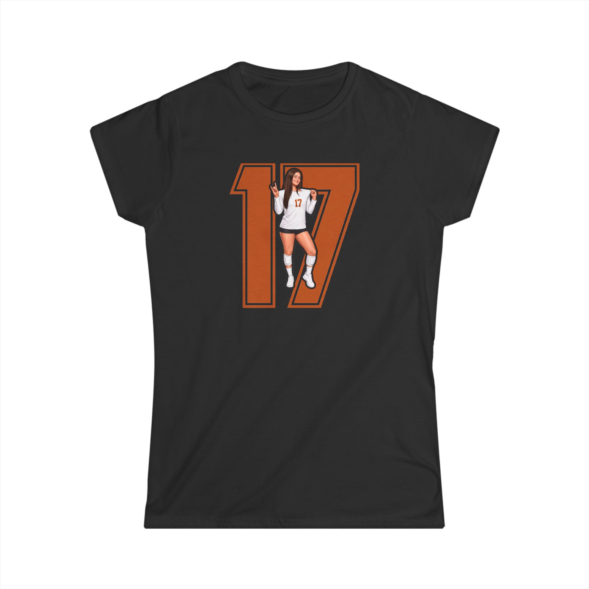 Women's Softstyle Tee — character_number in Black