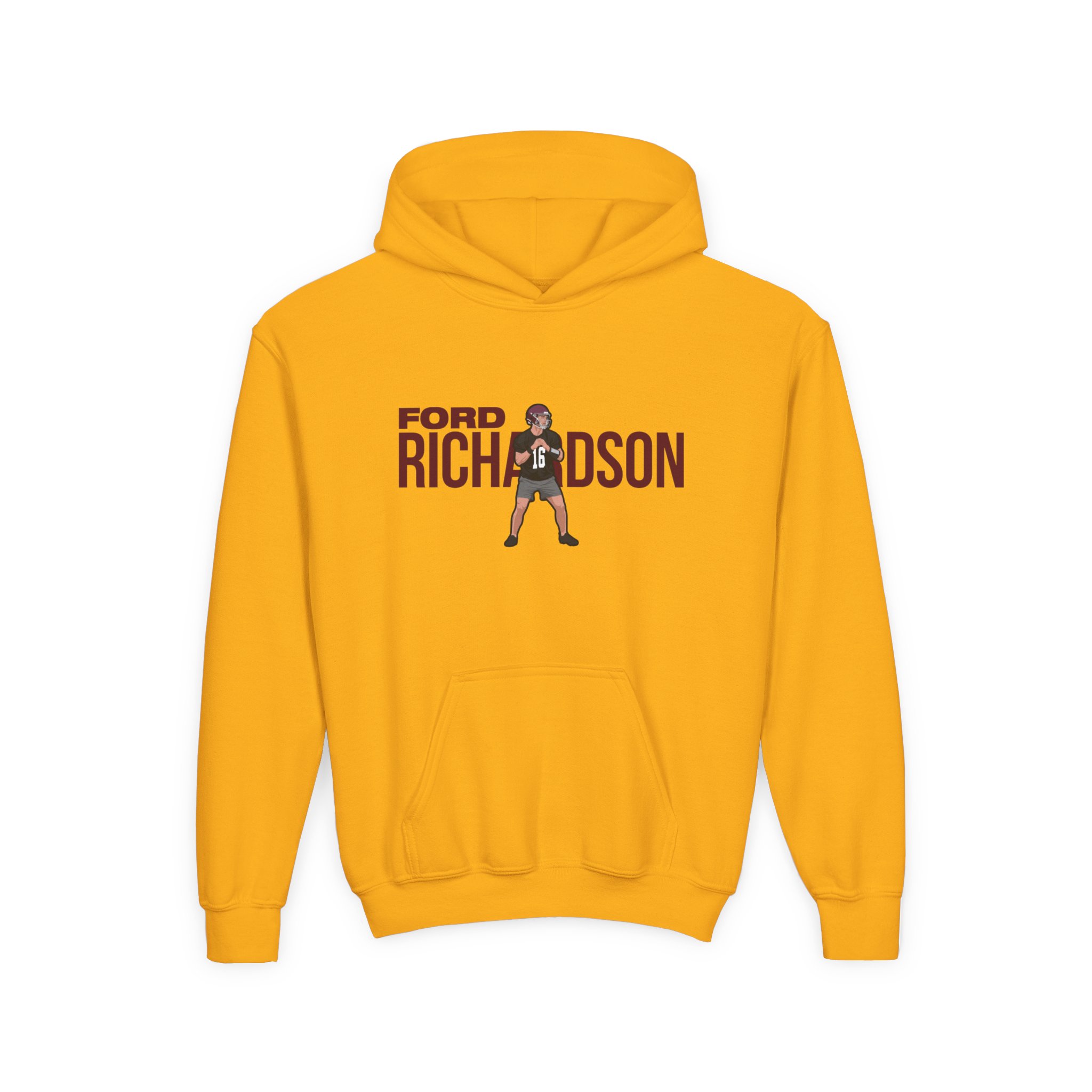 Youth Hoodie — character_player_name in Gold