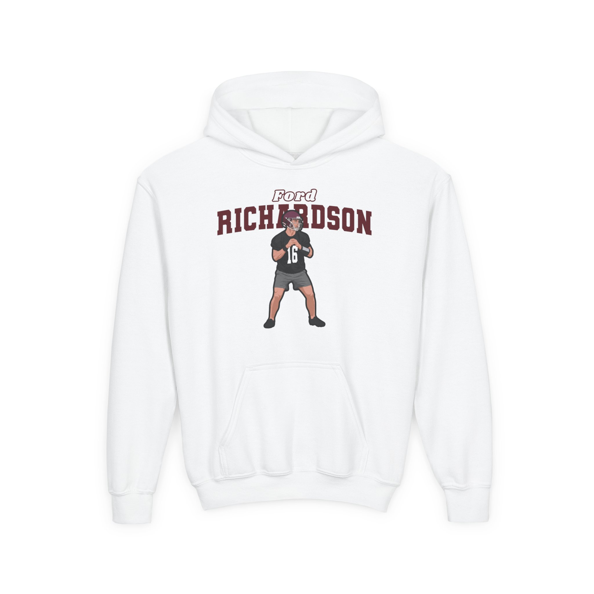 Youth Hoodie — character_name_arch in White