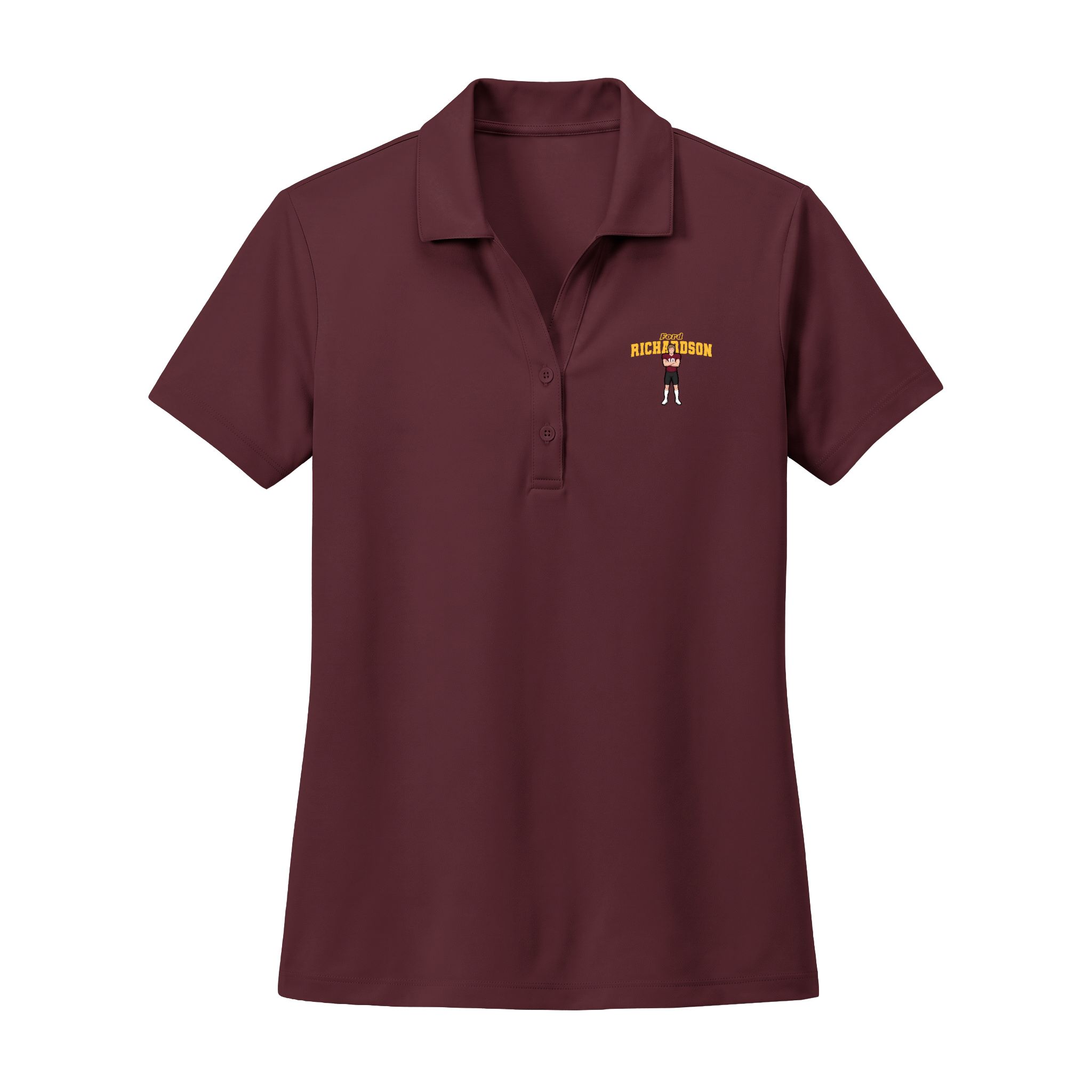 Women's Polo — character_name_arch in Maroon
