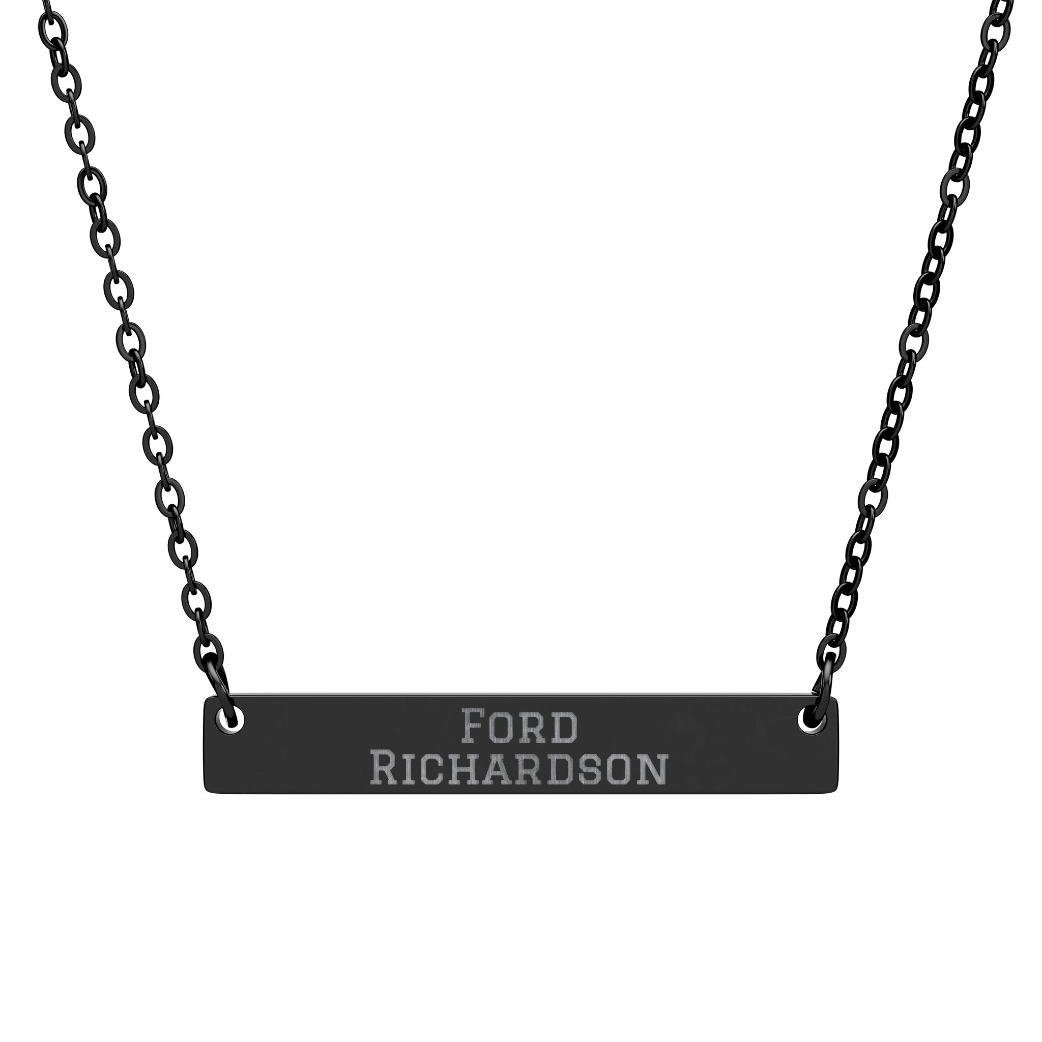 Engraved Bar Necklace — Classic in Black