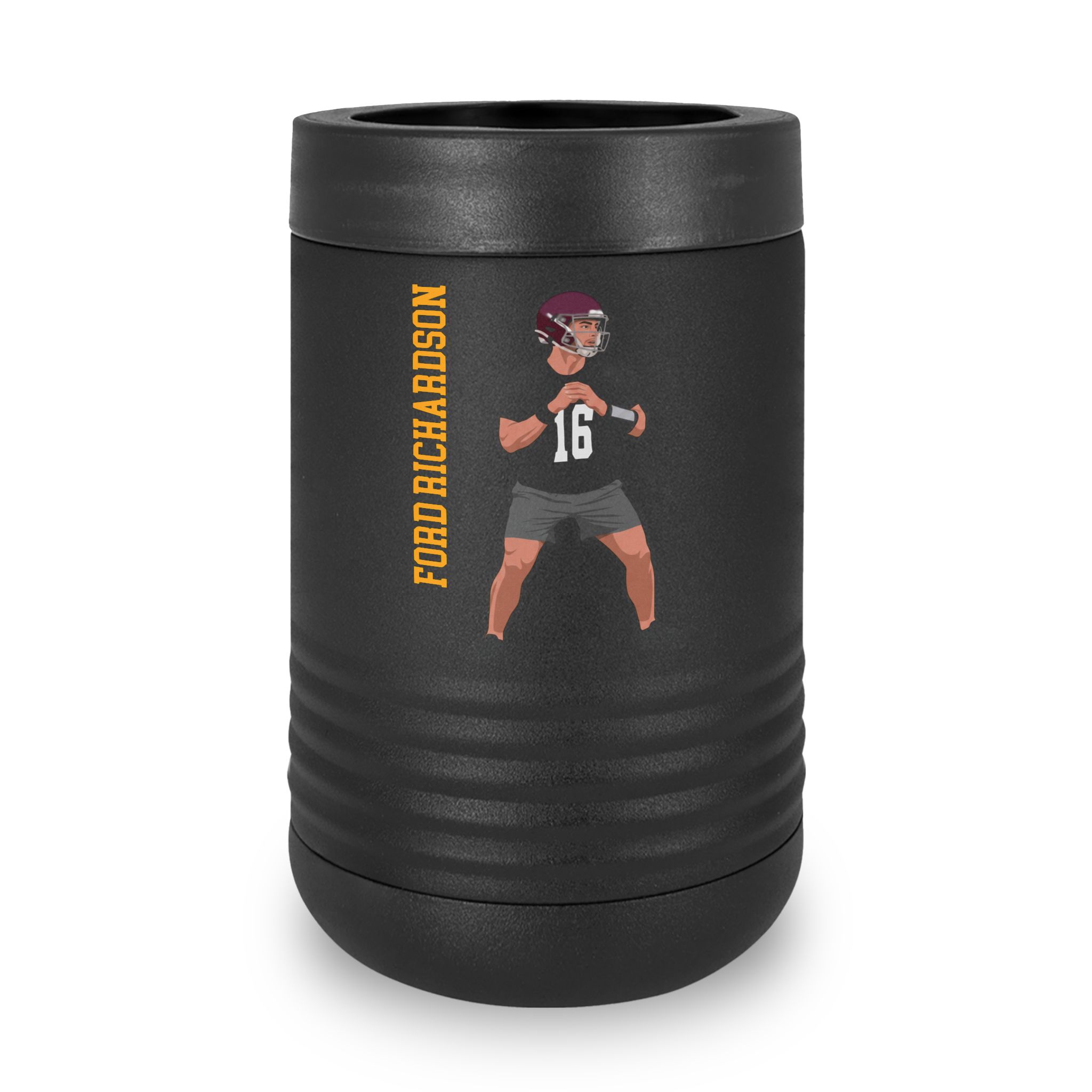 Stainless Can Cooler — character_name_vertical in Black
