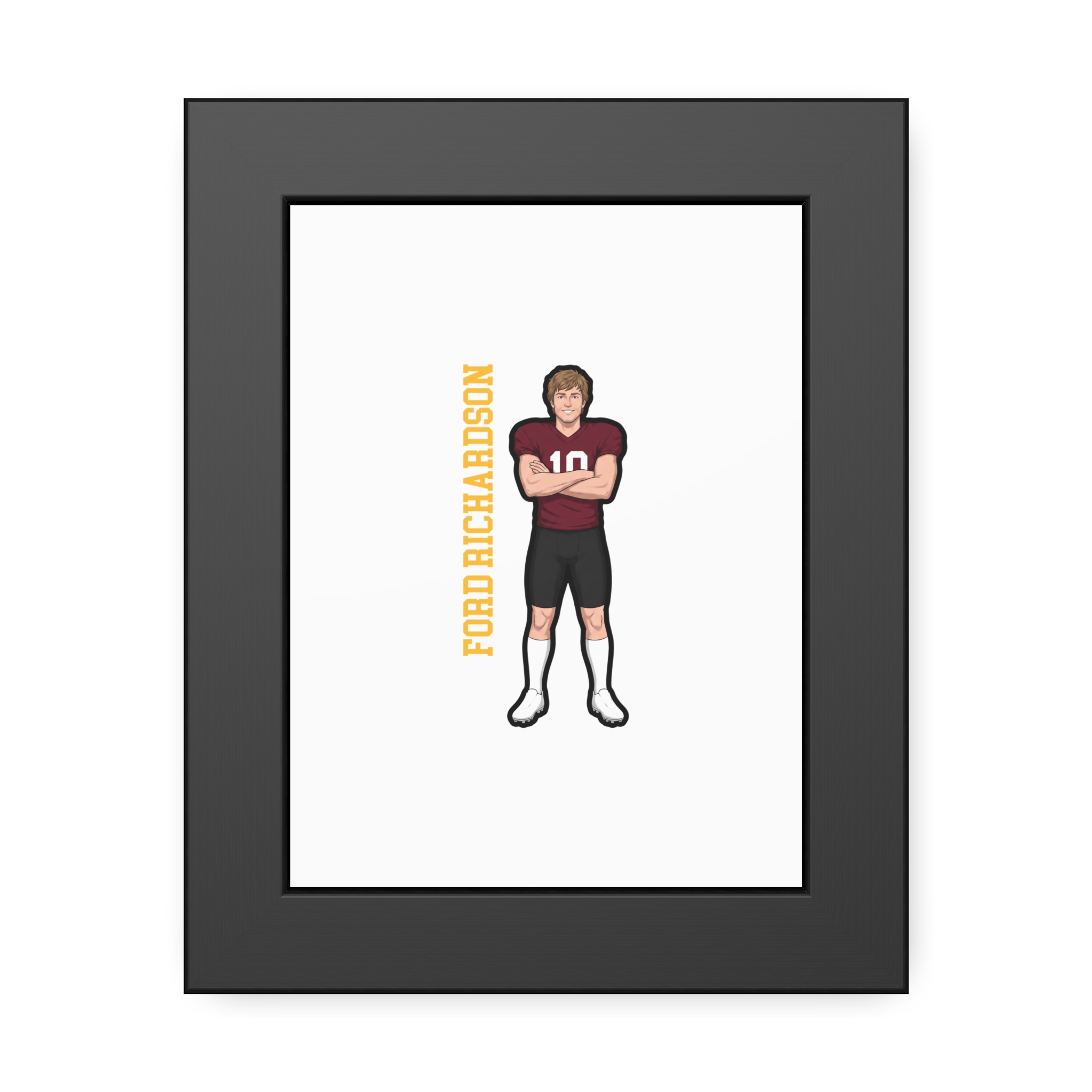 Framed Poster — character_name_vertical in Black