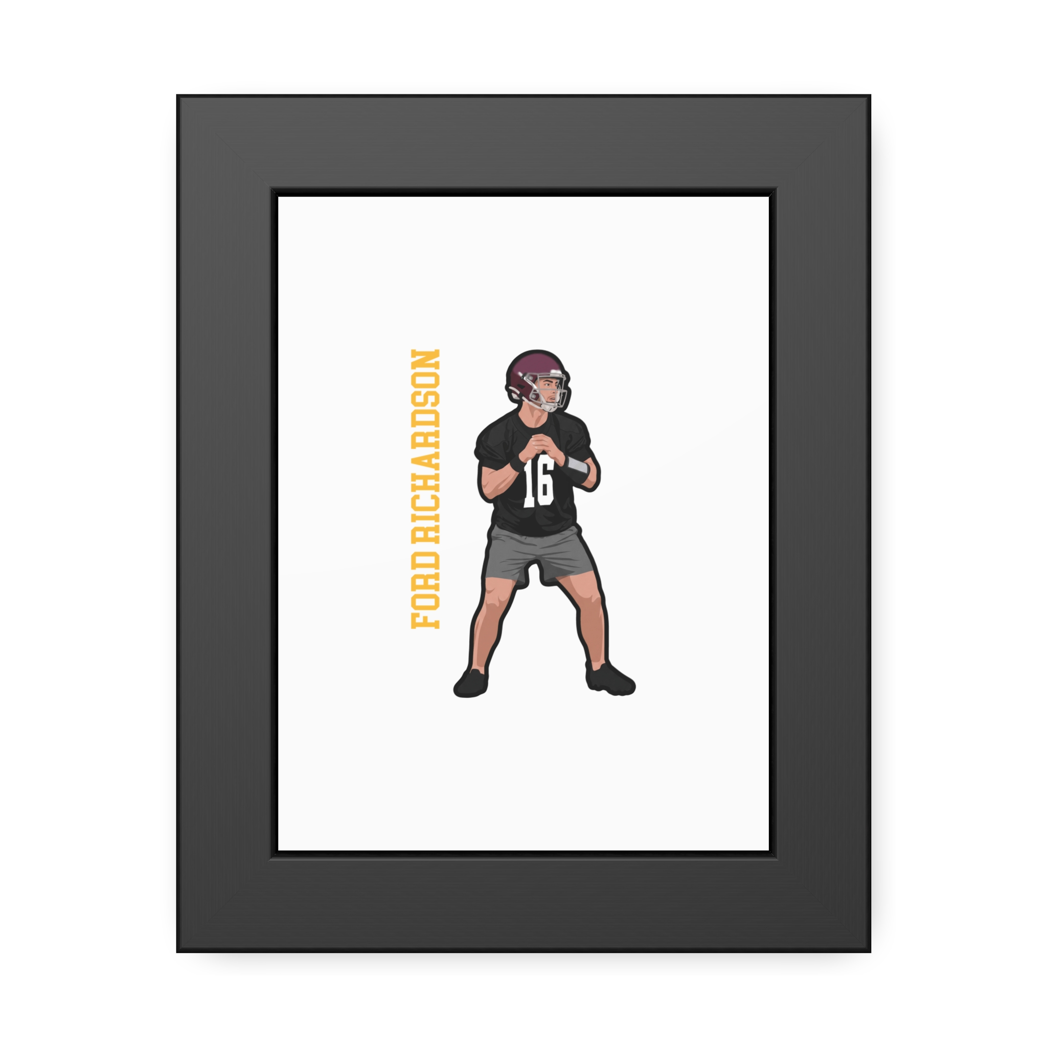 Framed Poster — character_name_vertical in Black