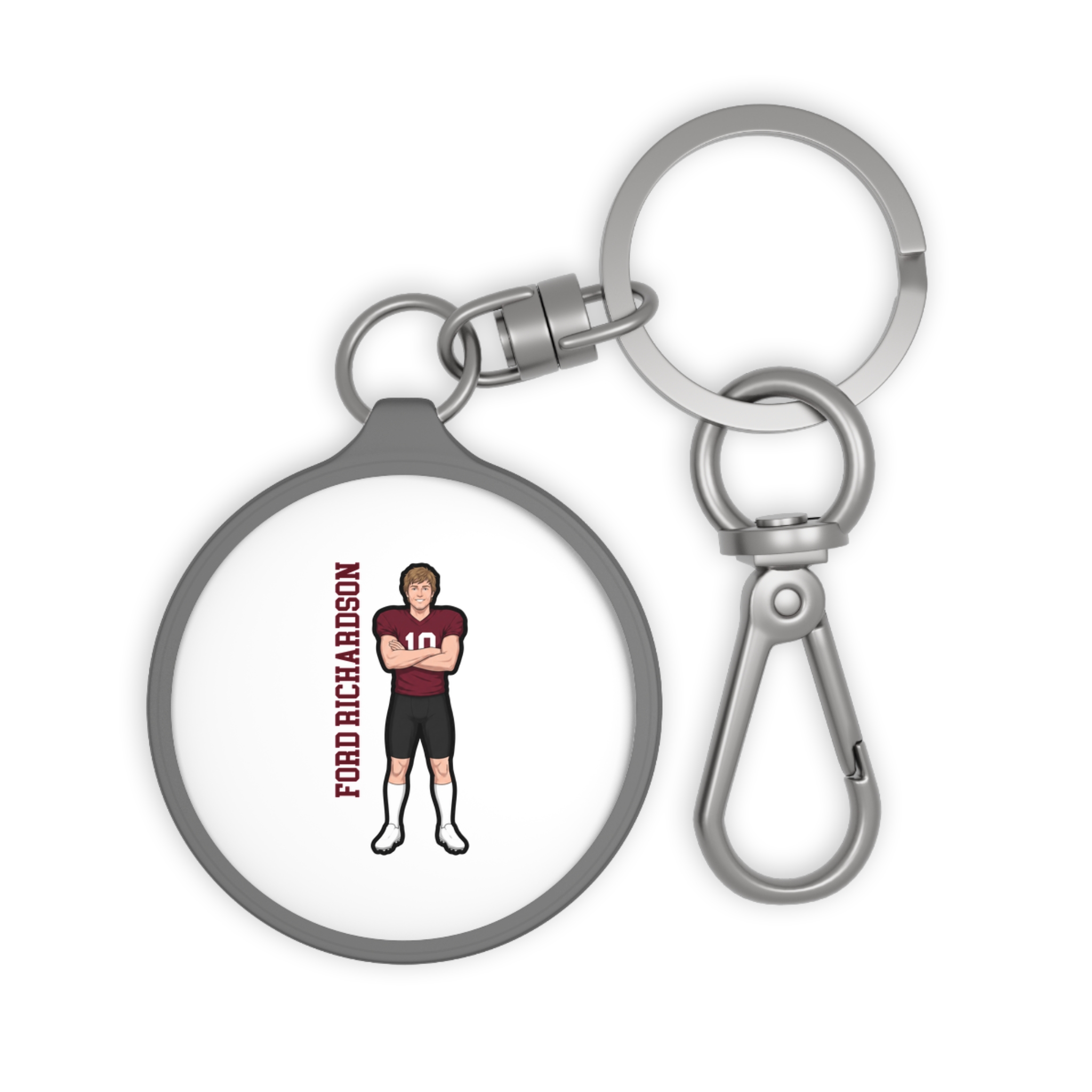 Keychain — character_name_vertical in Grey