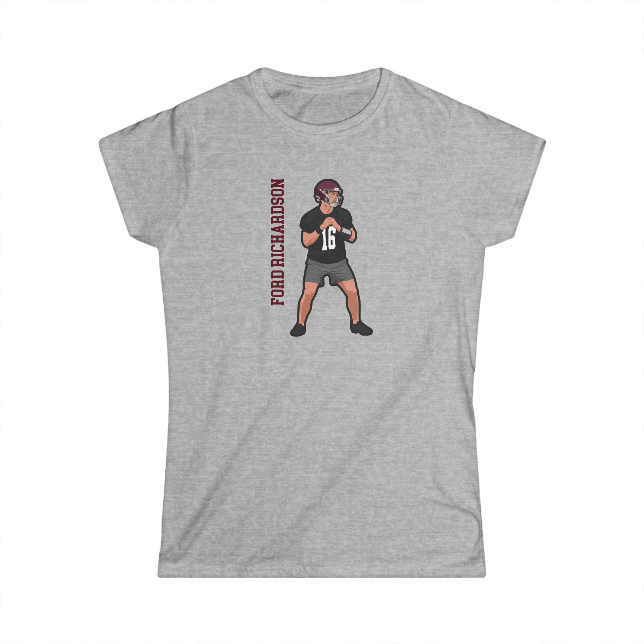 Women's Softstyle Tee — character_name_vertical in Grey
