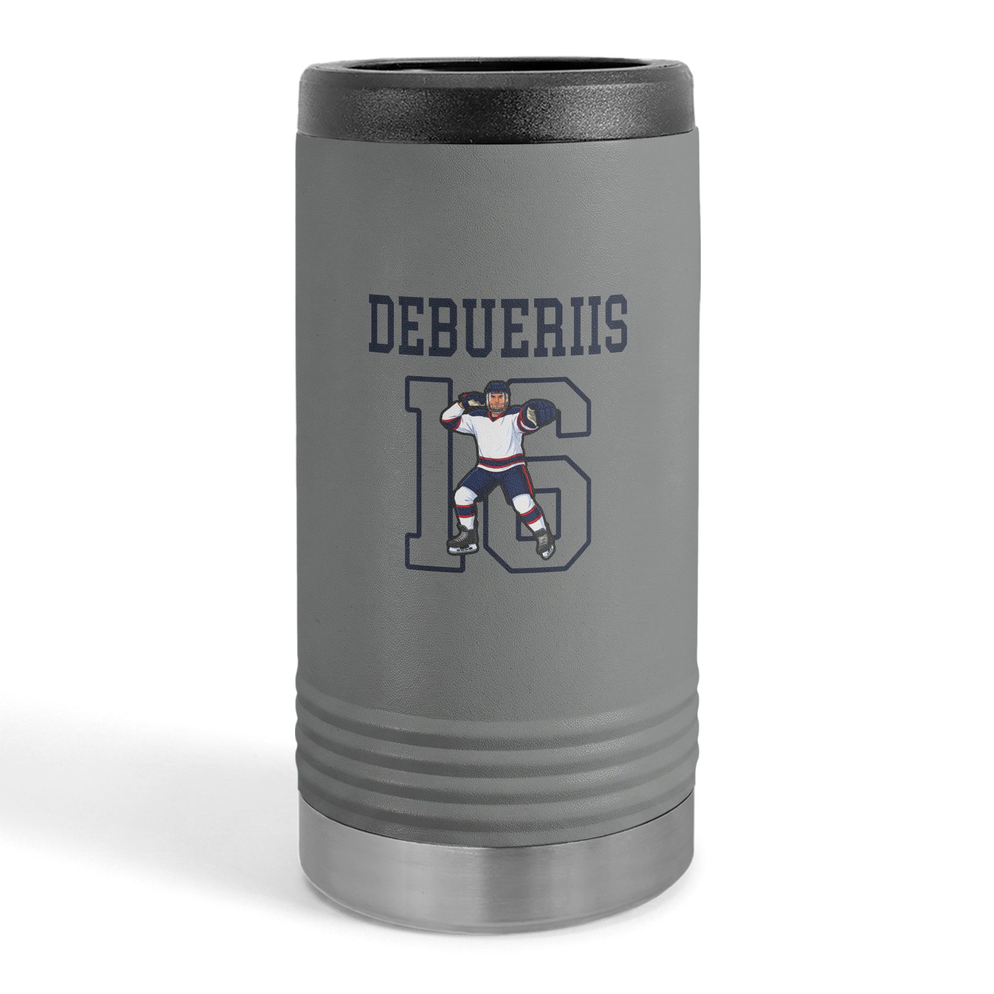 Slim Stainless Can Cooler — character_shirsey in Grey