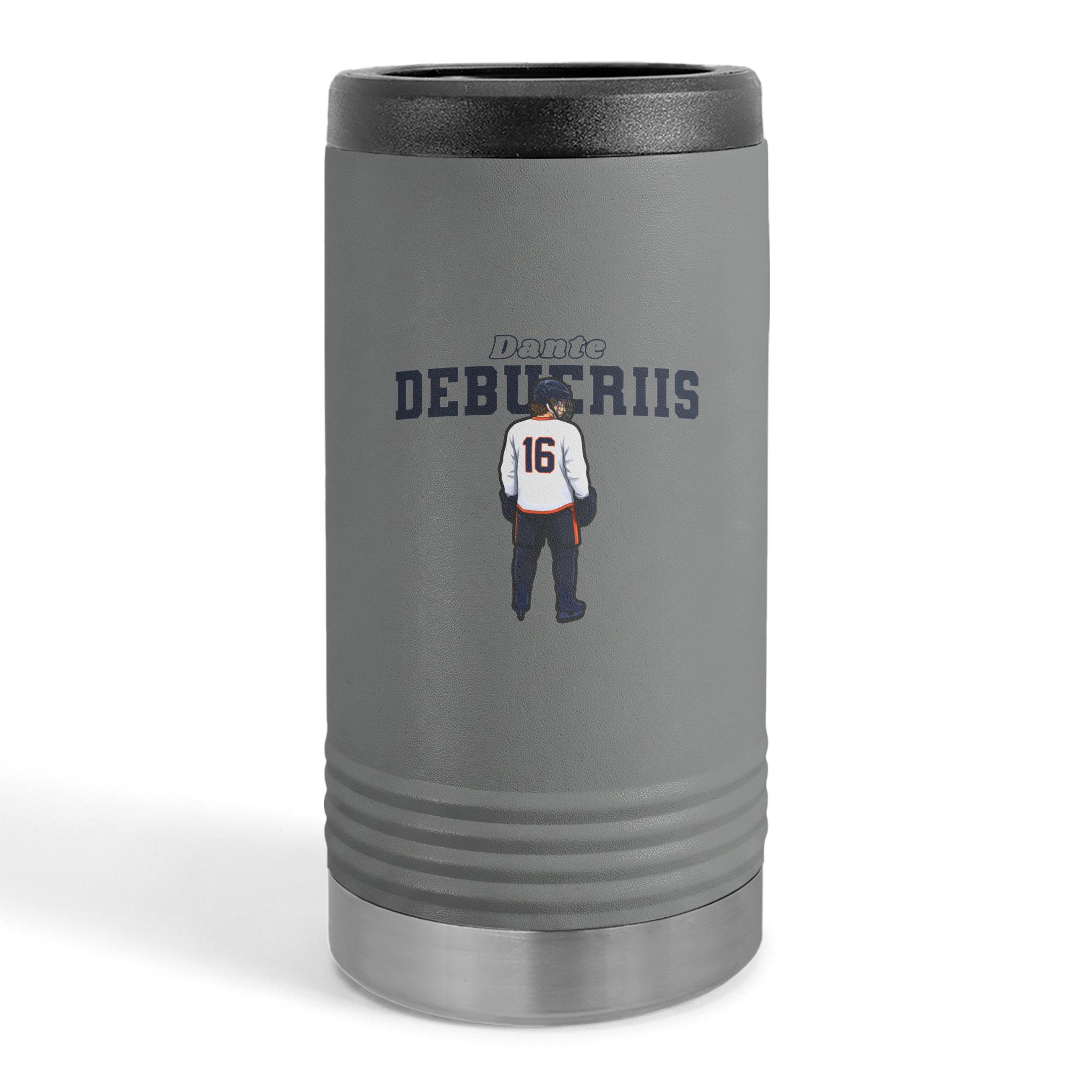 Slim Stainless Can Cooler — character_name_arch in Grey