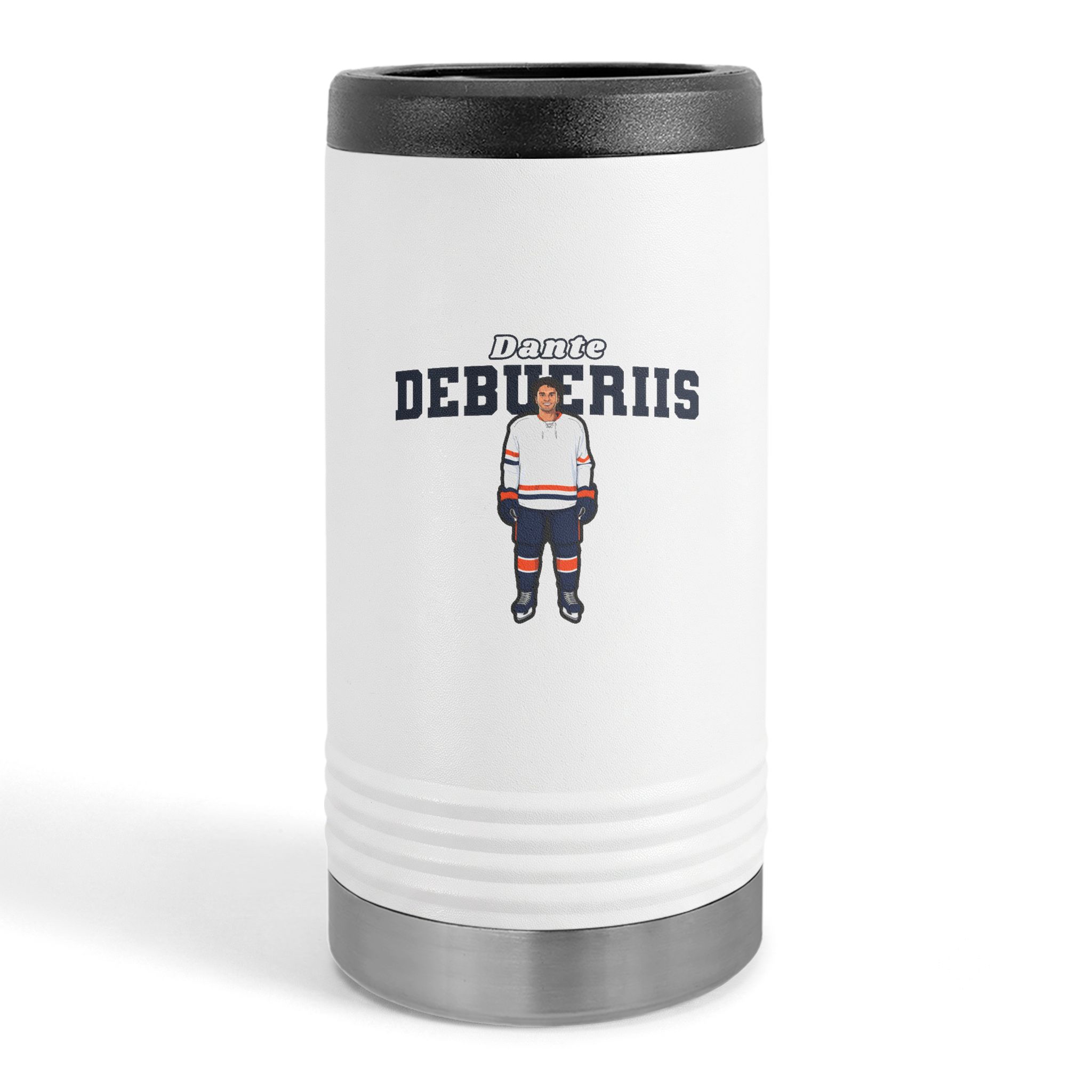 Slim Stainless Can Cooler — character_name_arch in White