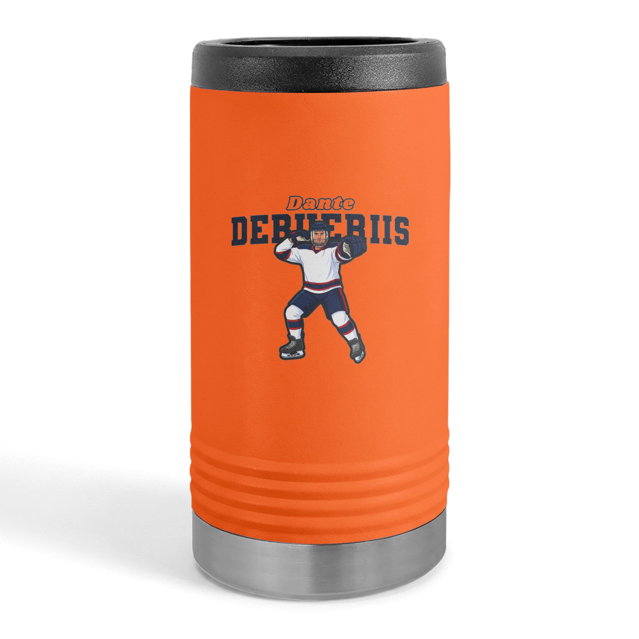 Slim Stainless Can Cooler — character_name_arch in Orange
