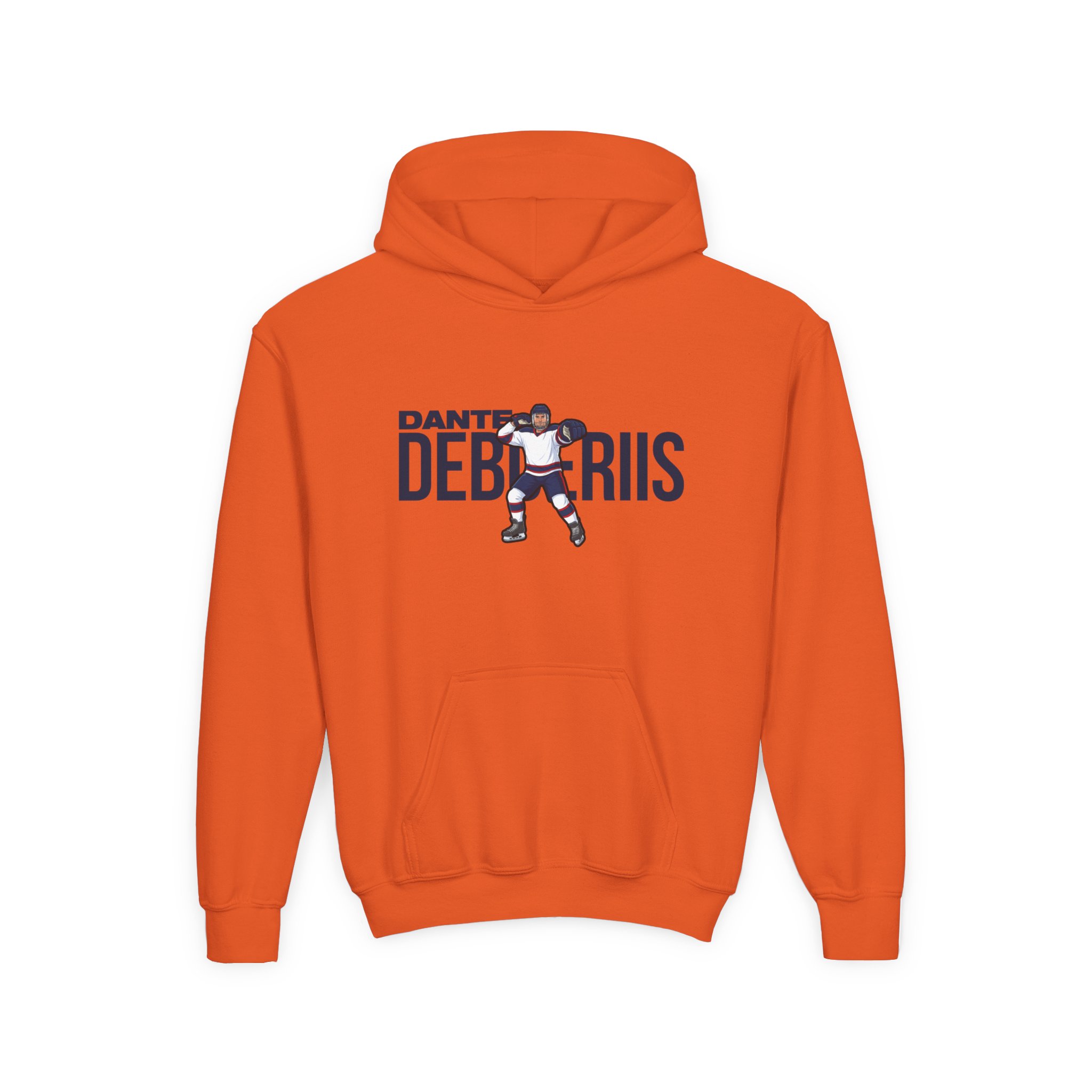 Youth Hoodie — character_player_name in Orange