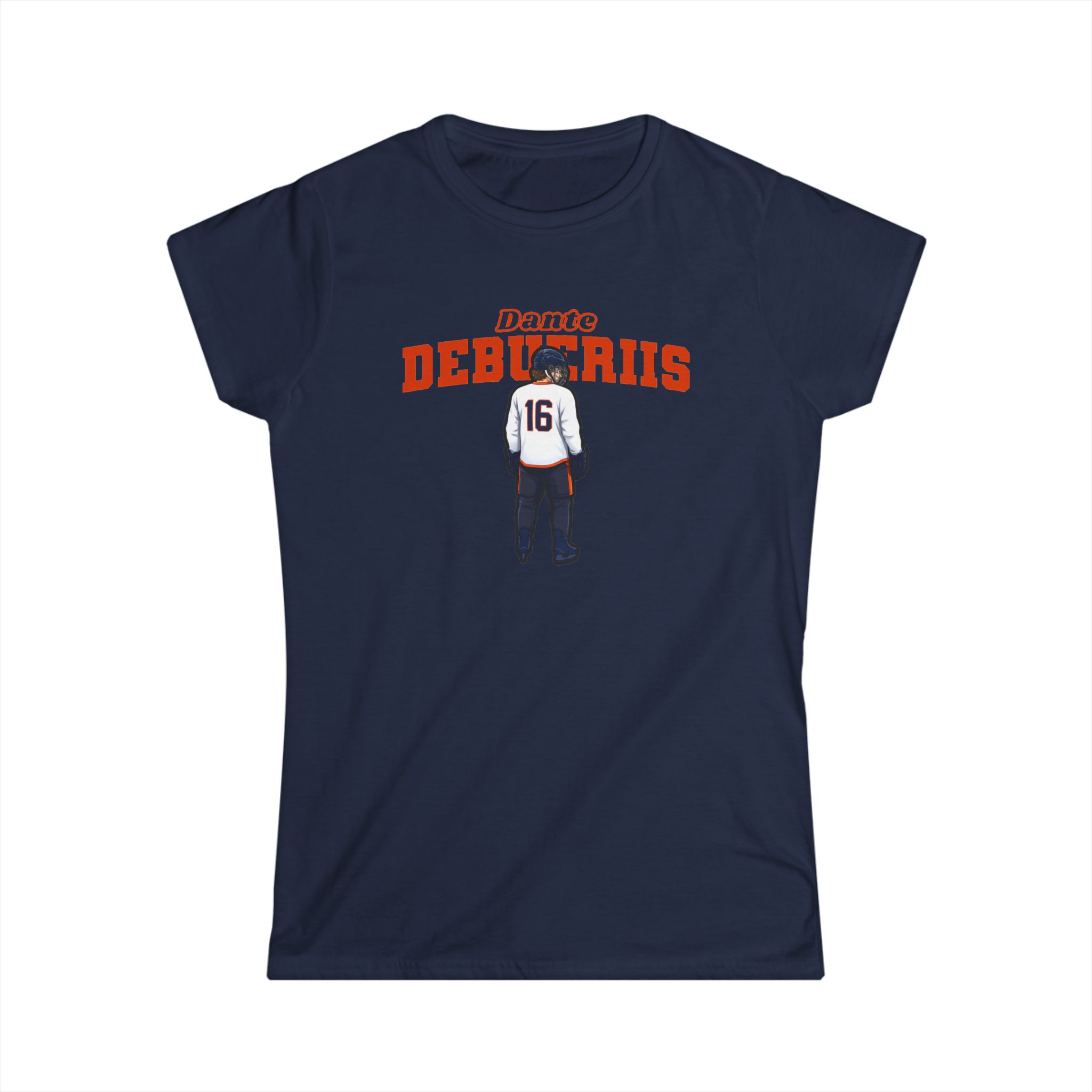Women's Softstyle Tee — character_name_arch in Navy