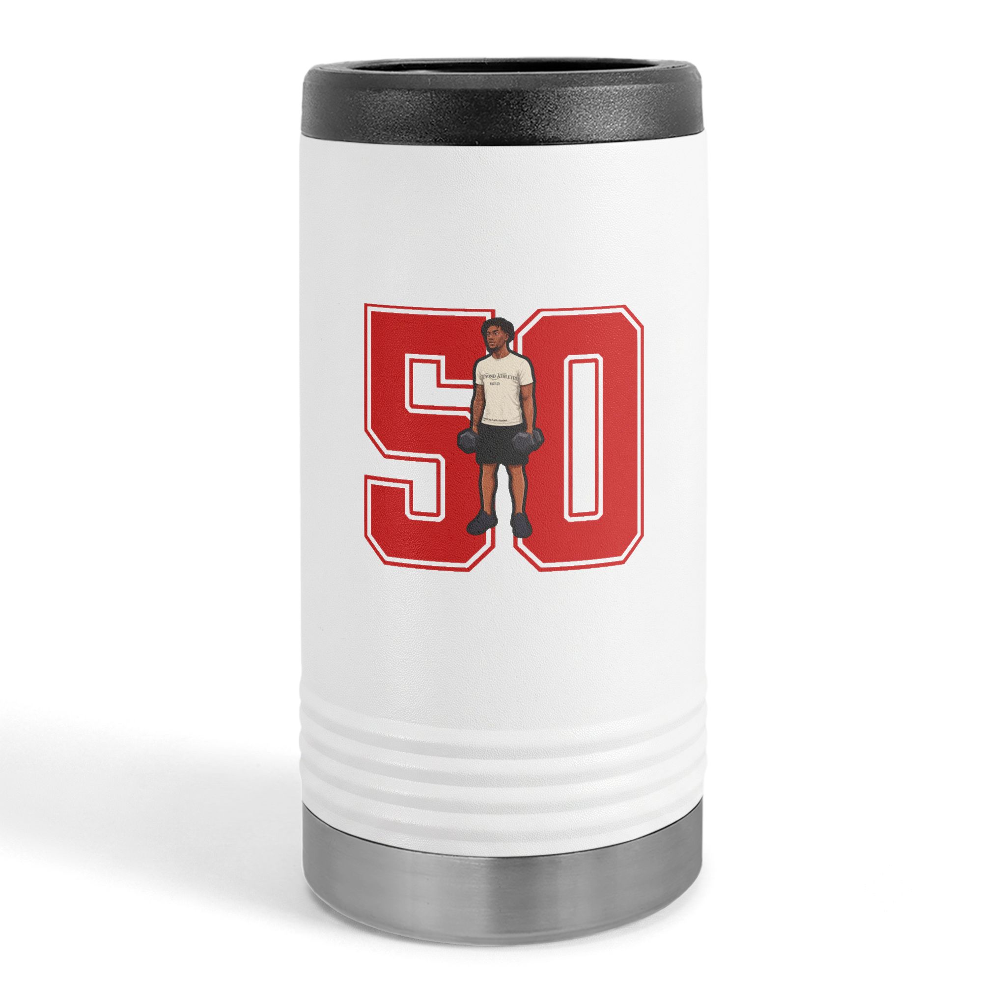 Slim Stainless Can Cooler — character_number in White