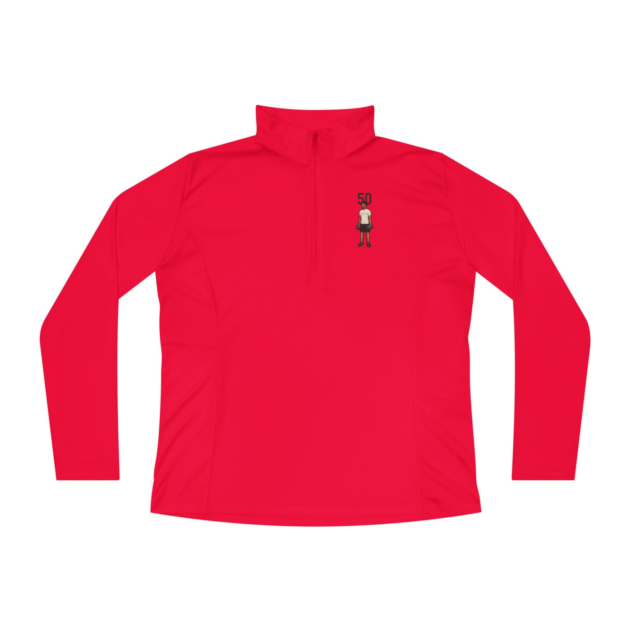Women's Q-Zip Pullover — character_number_top in Red