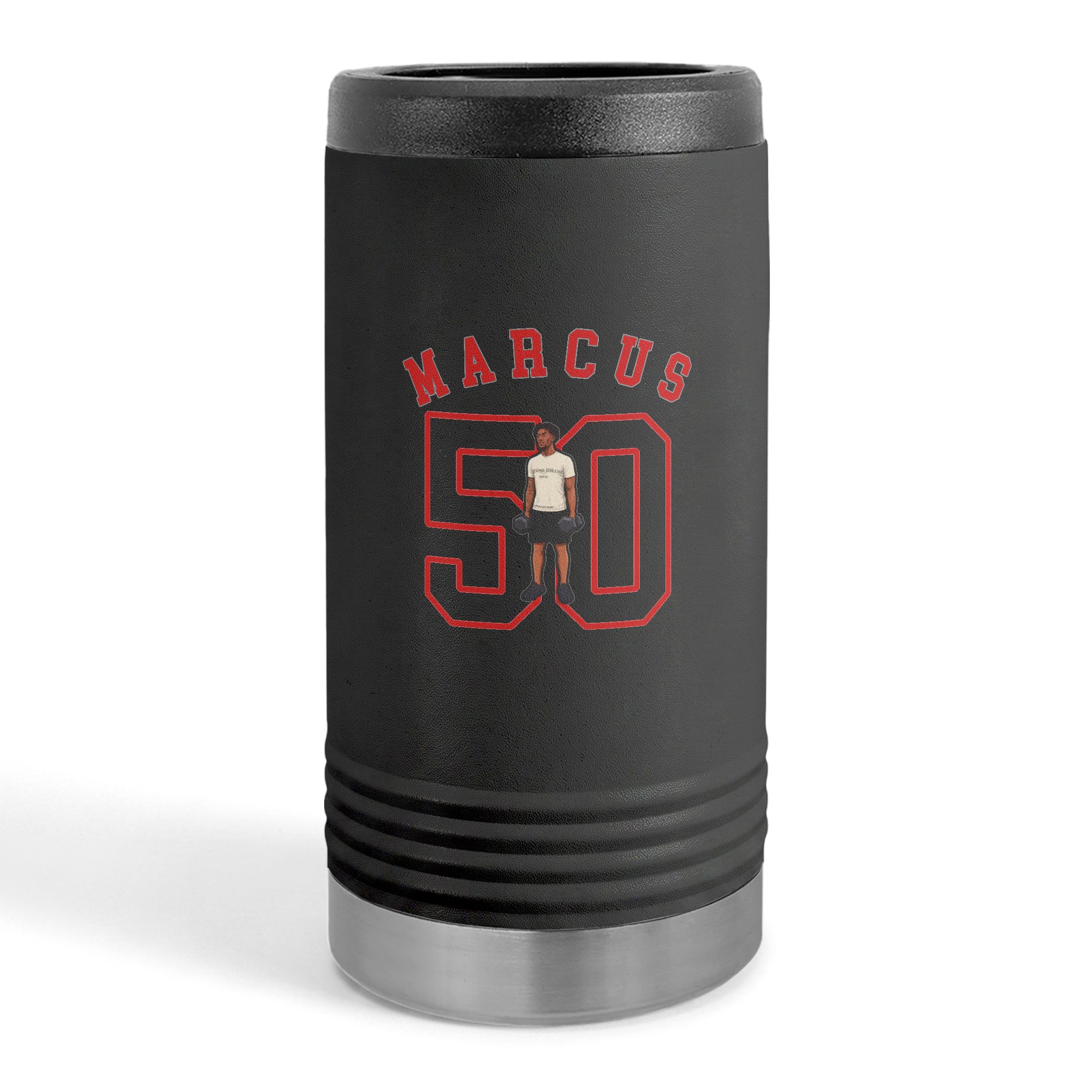 Slim Stainless Can Cooler — character_shirsey_arch in Black