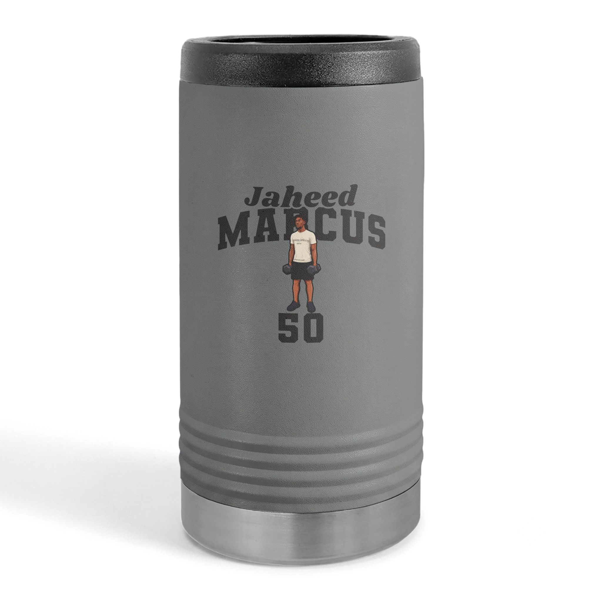 Slim Stainless Can Cooler — character_signature_arch in Grey