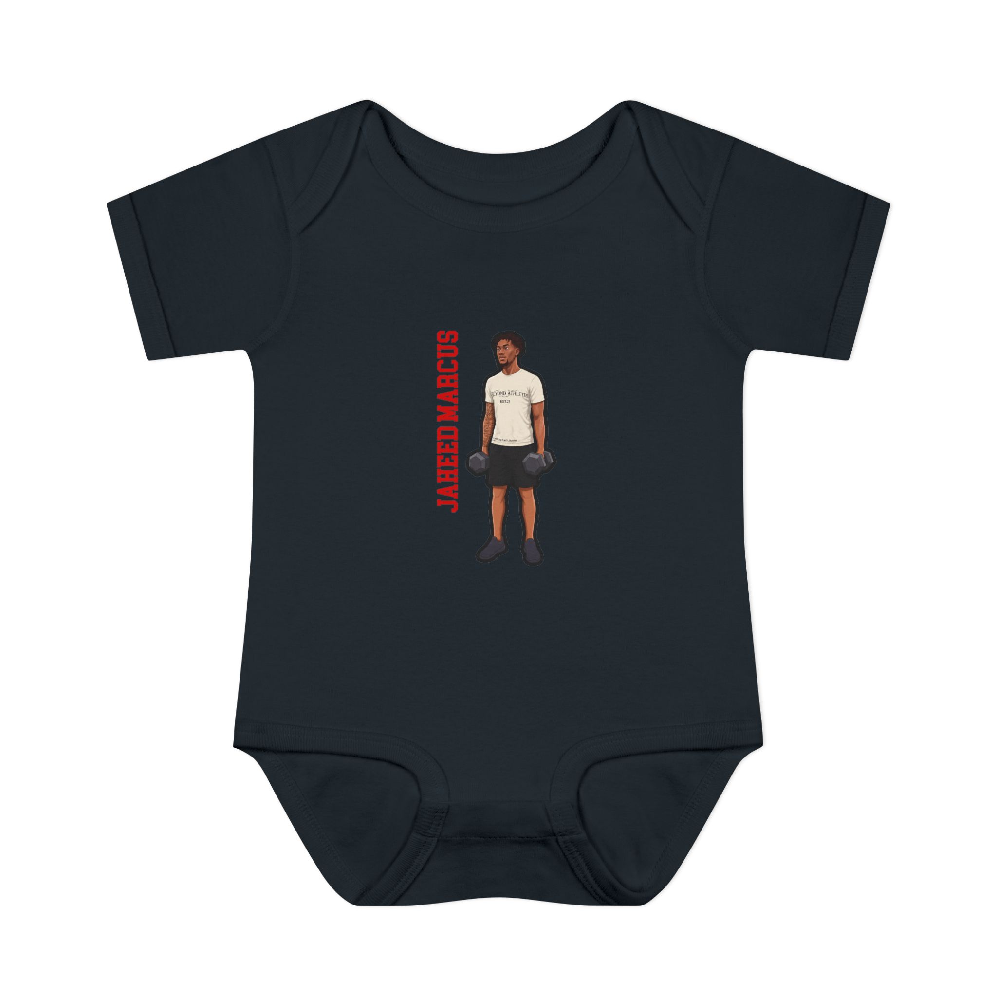 Baby Onesie — character_name_vertical in Black