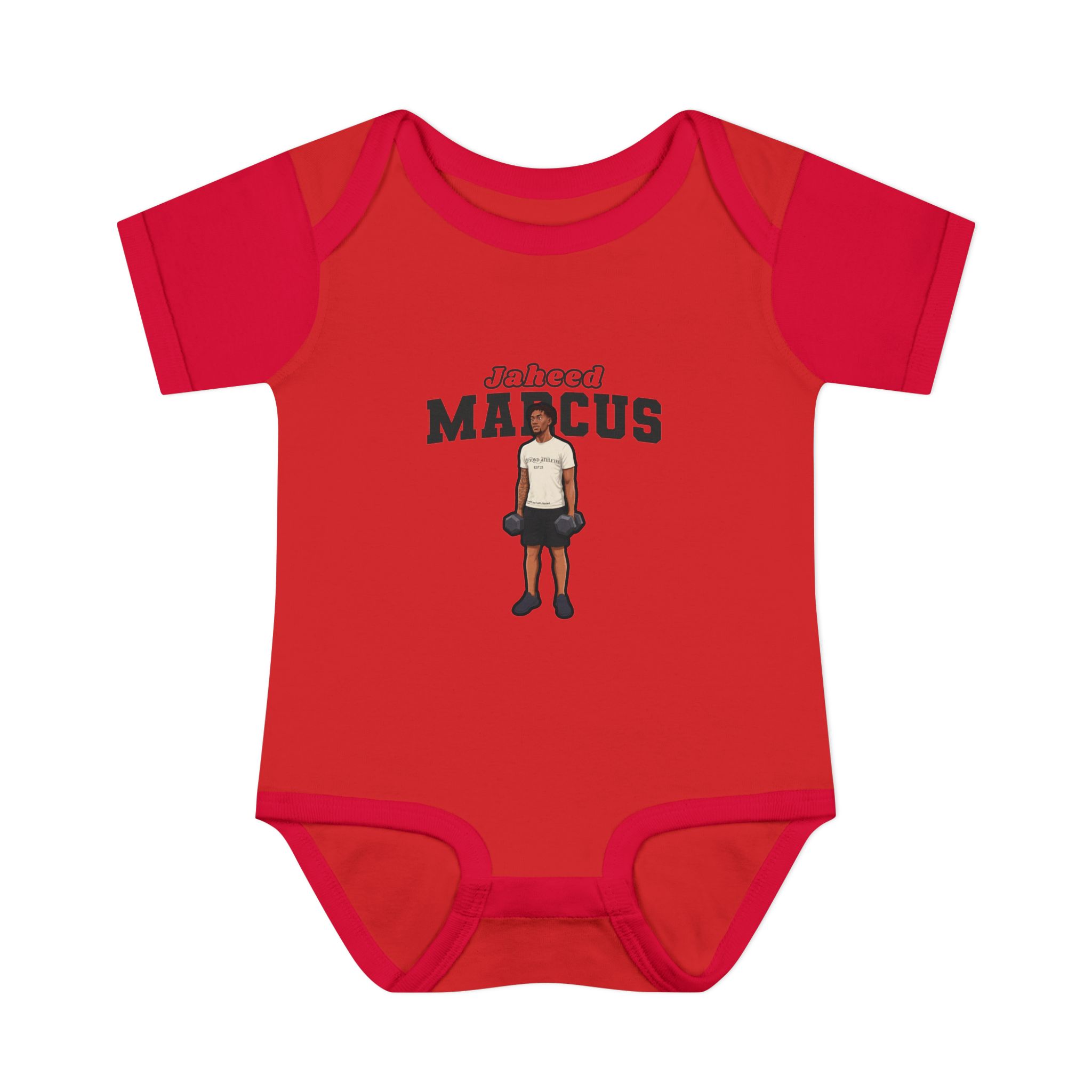 Baby Onesie — character_name_arch in Red