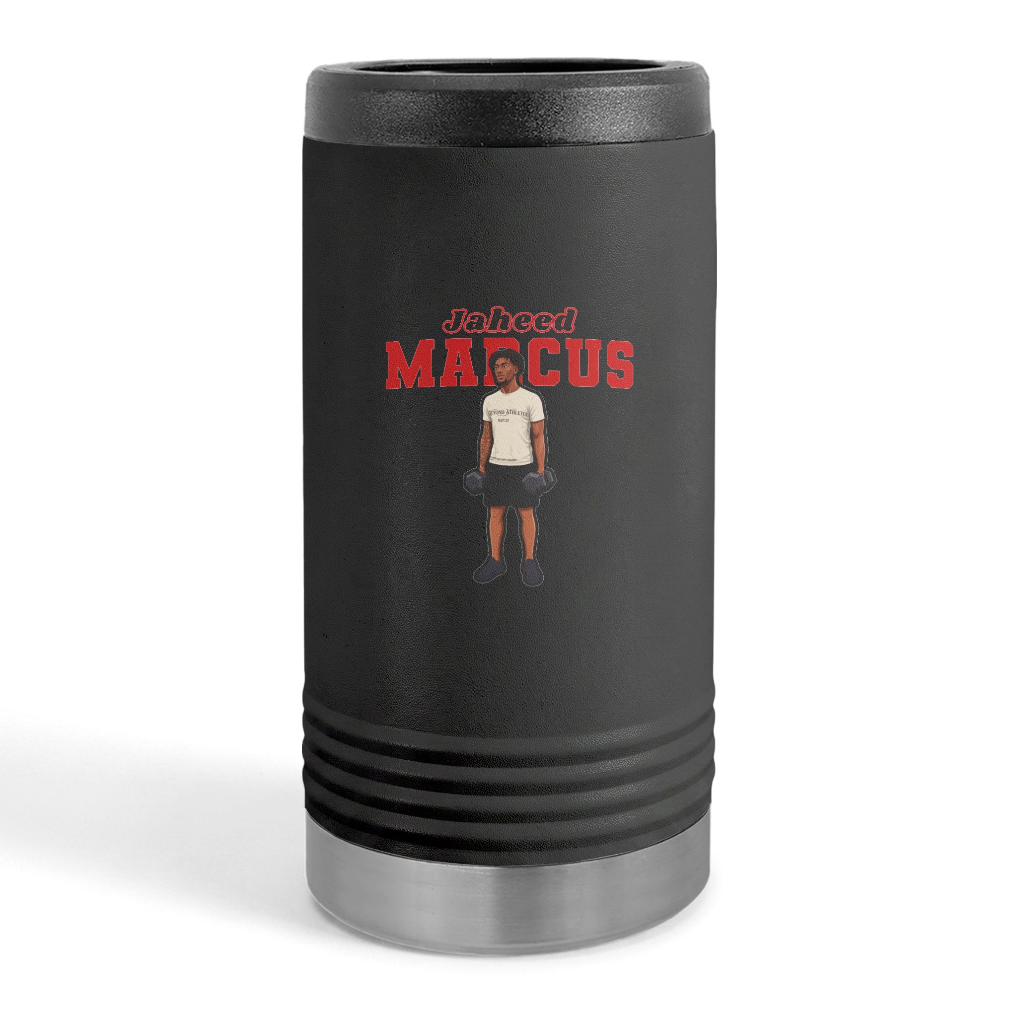 Slim Stainless Can Cooler — character_name_arch in Black