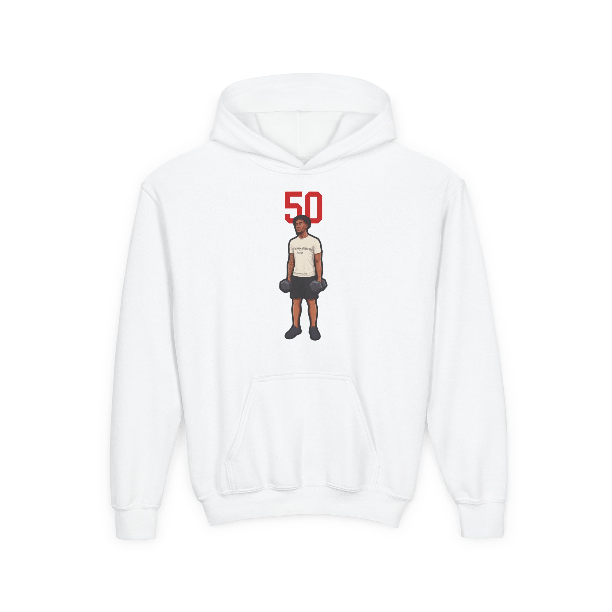 Youth Hoodie — character_number_top in White