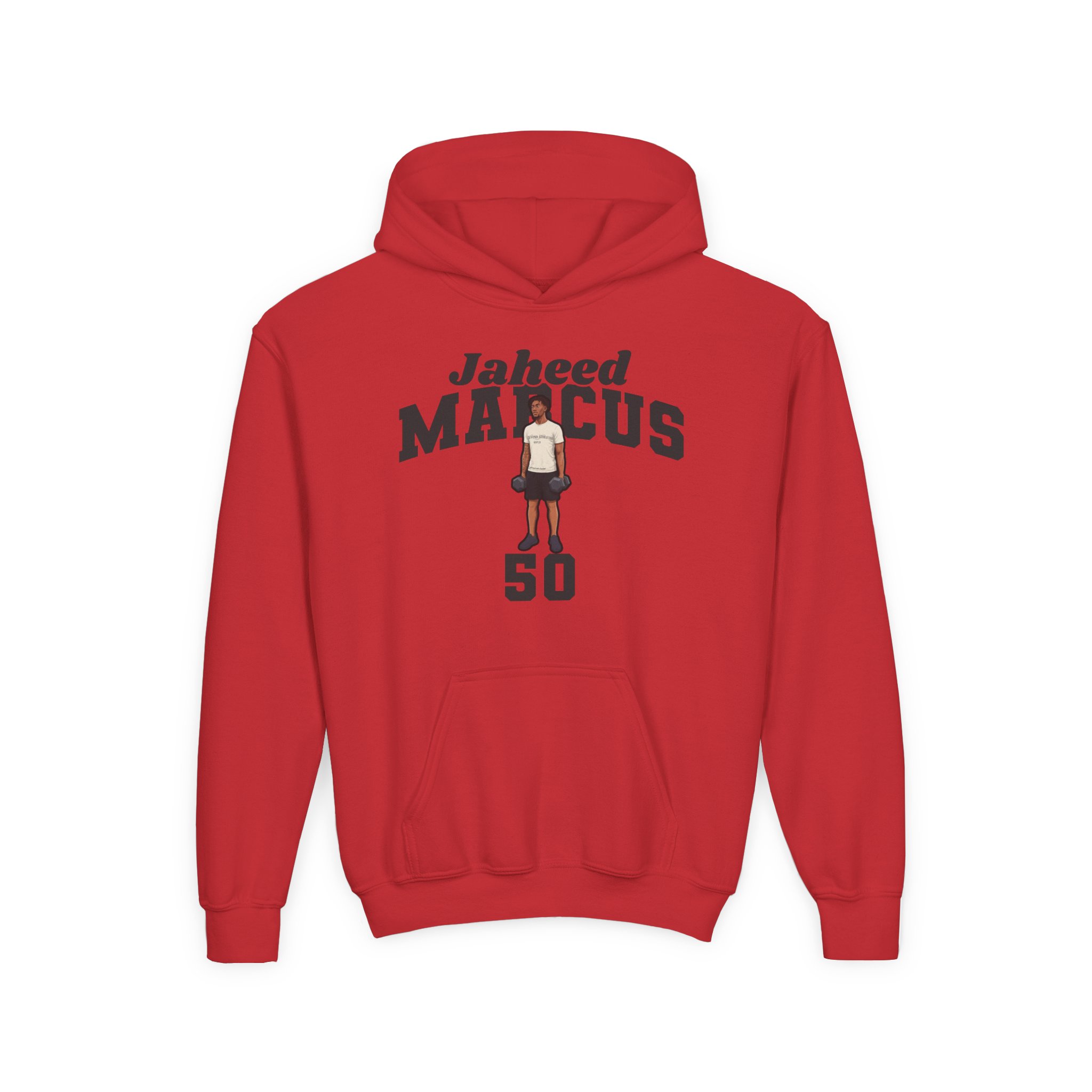 Youth Hoodie — character_signature_arch in Red