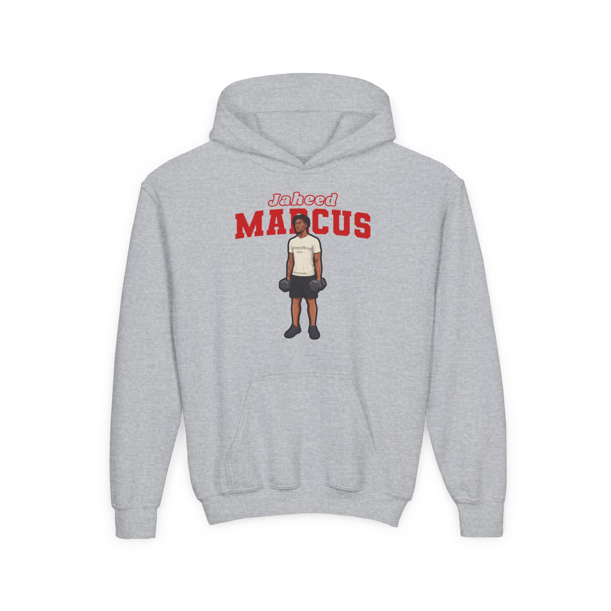 Youth Hoodie — character_name_arch in Grey