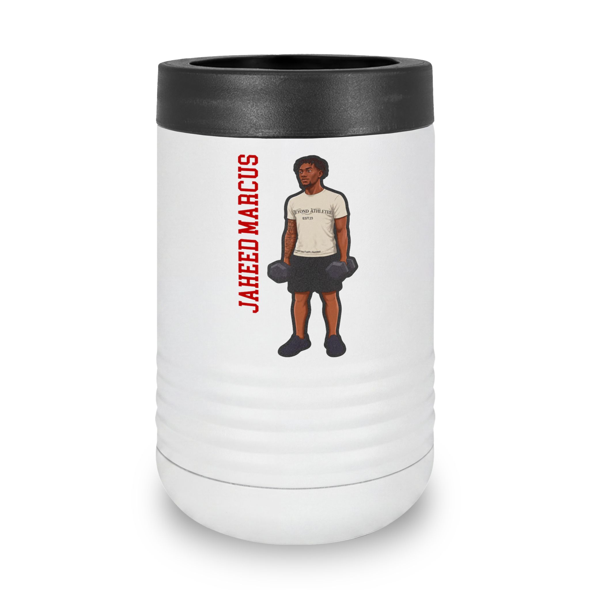Stainless Can Cooler — character_name_vertical in White