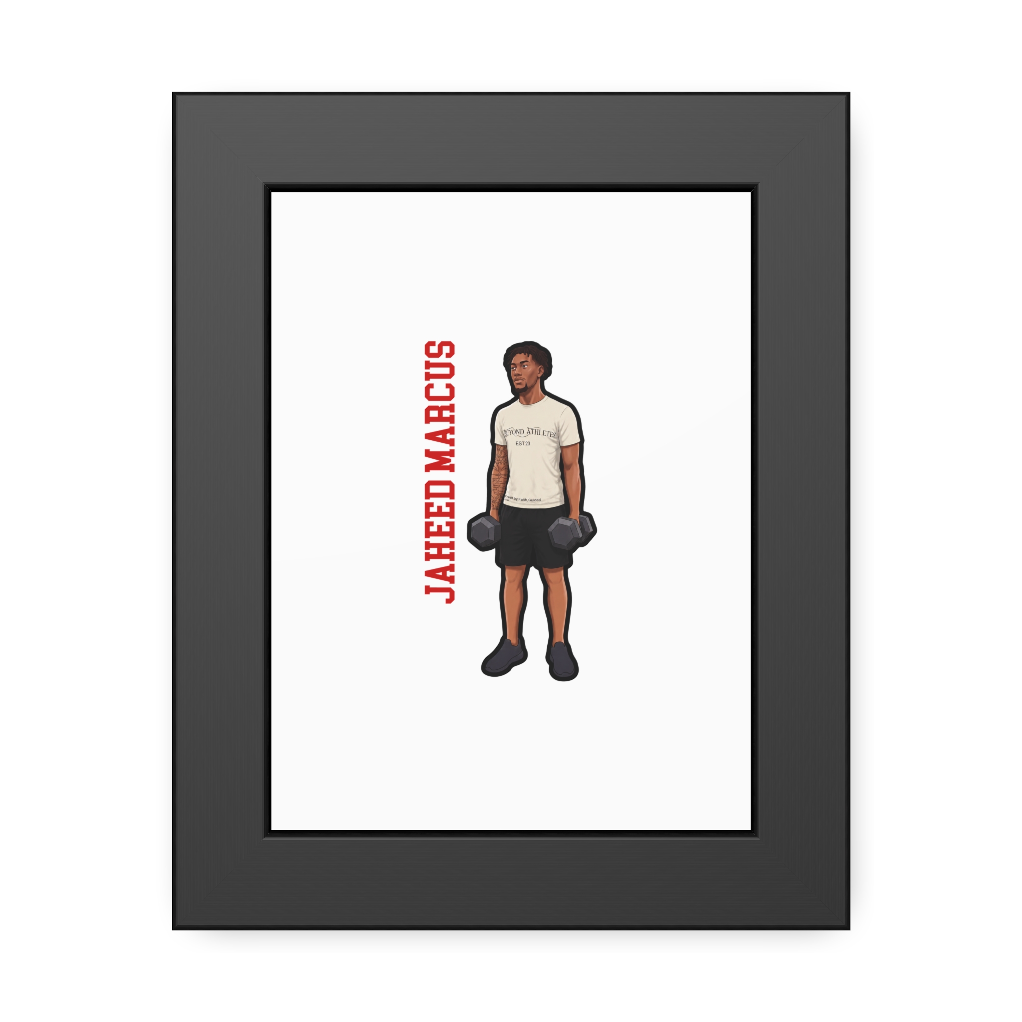 Framed Poster — character_name_vertical in Black