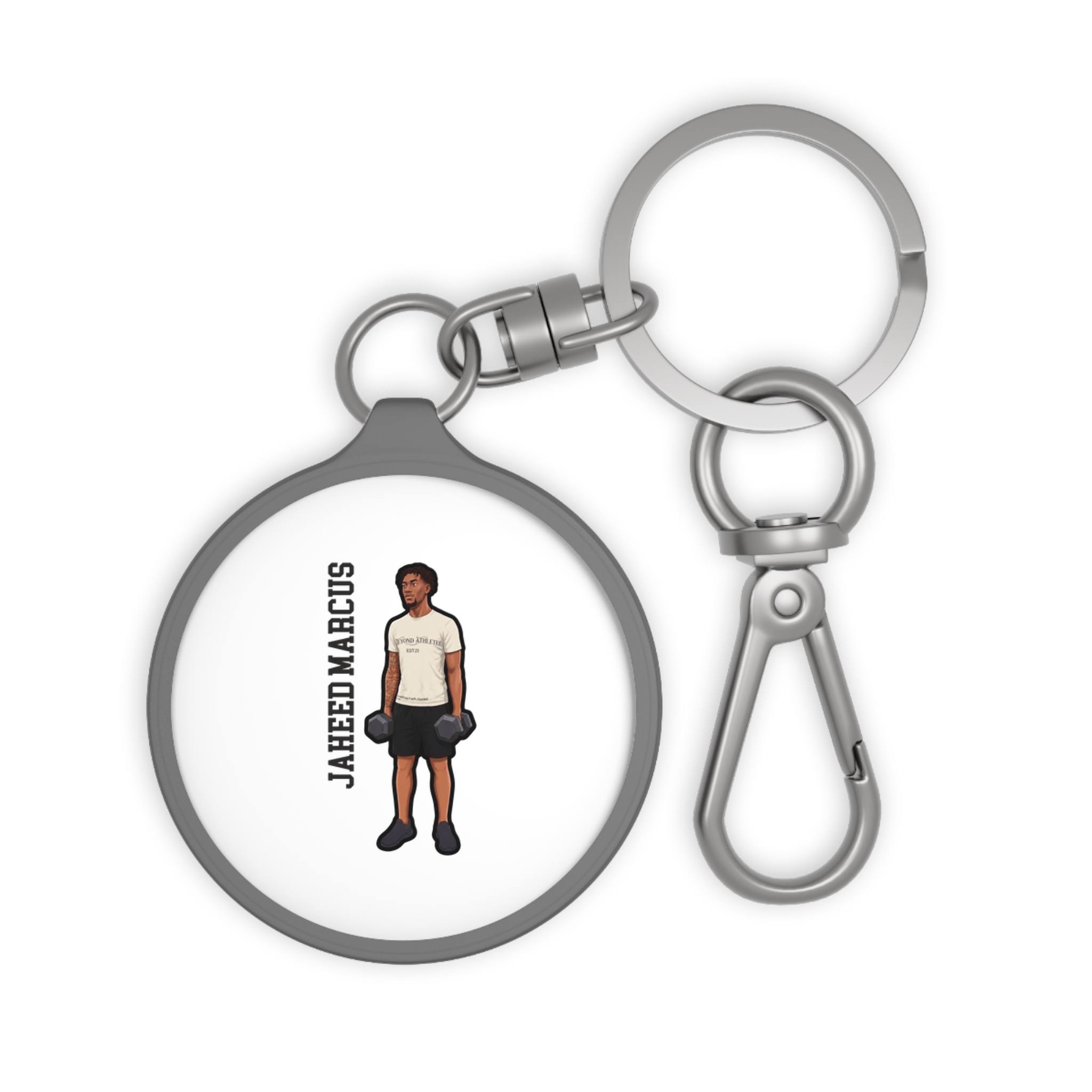 Keychain — character_name_vertical in Grey