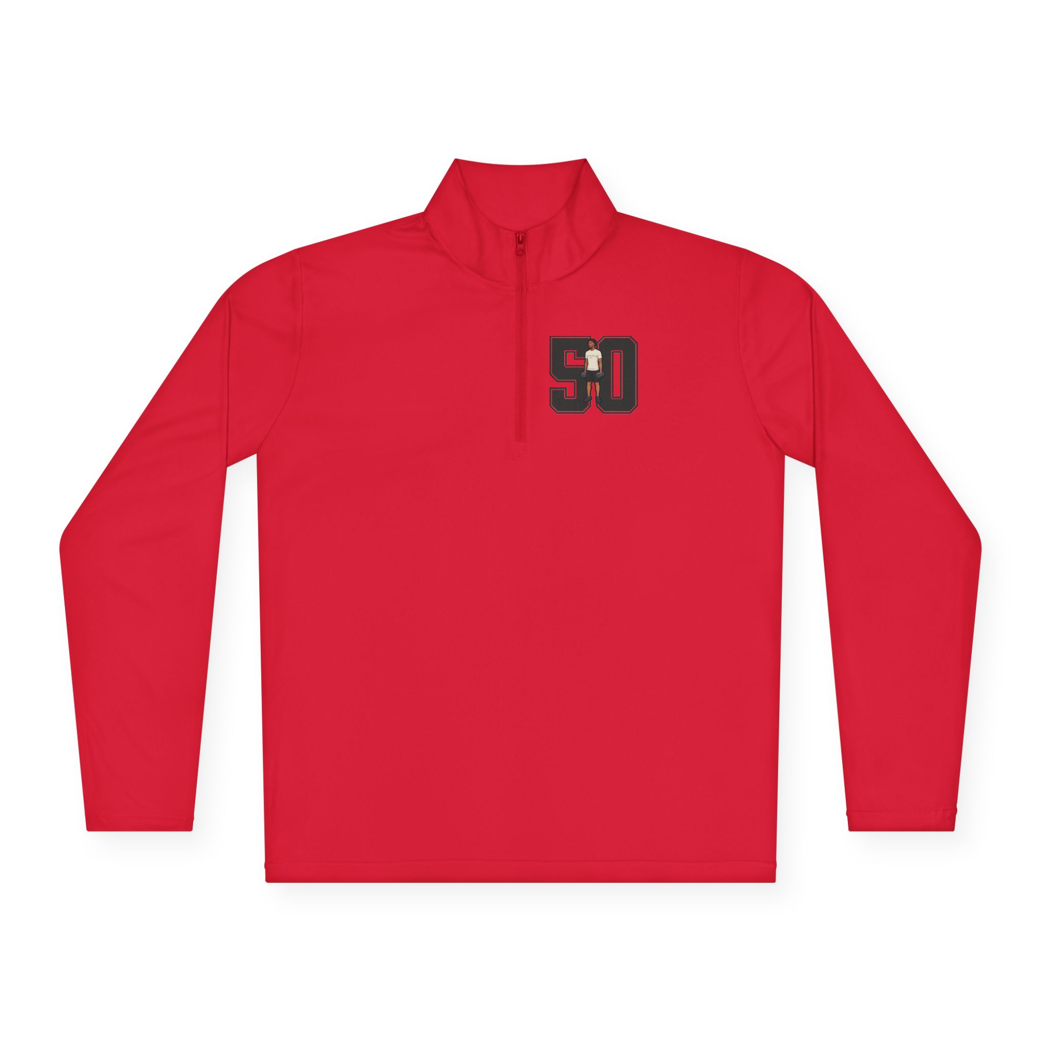 Q-Zip Pullover — character_number in Red