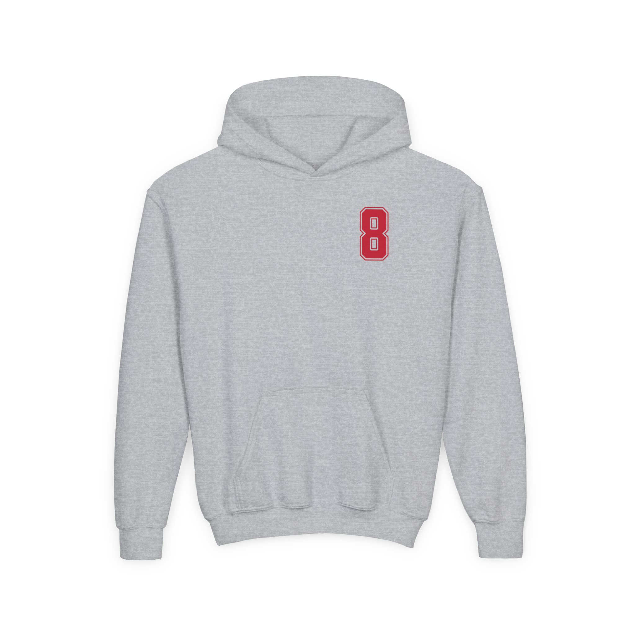 Youth Hoodie — chest_back in Grey