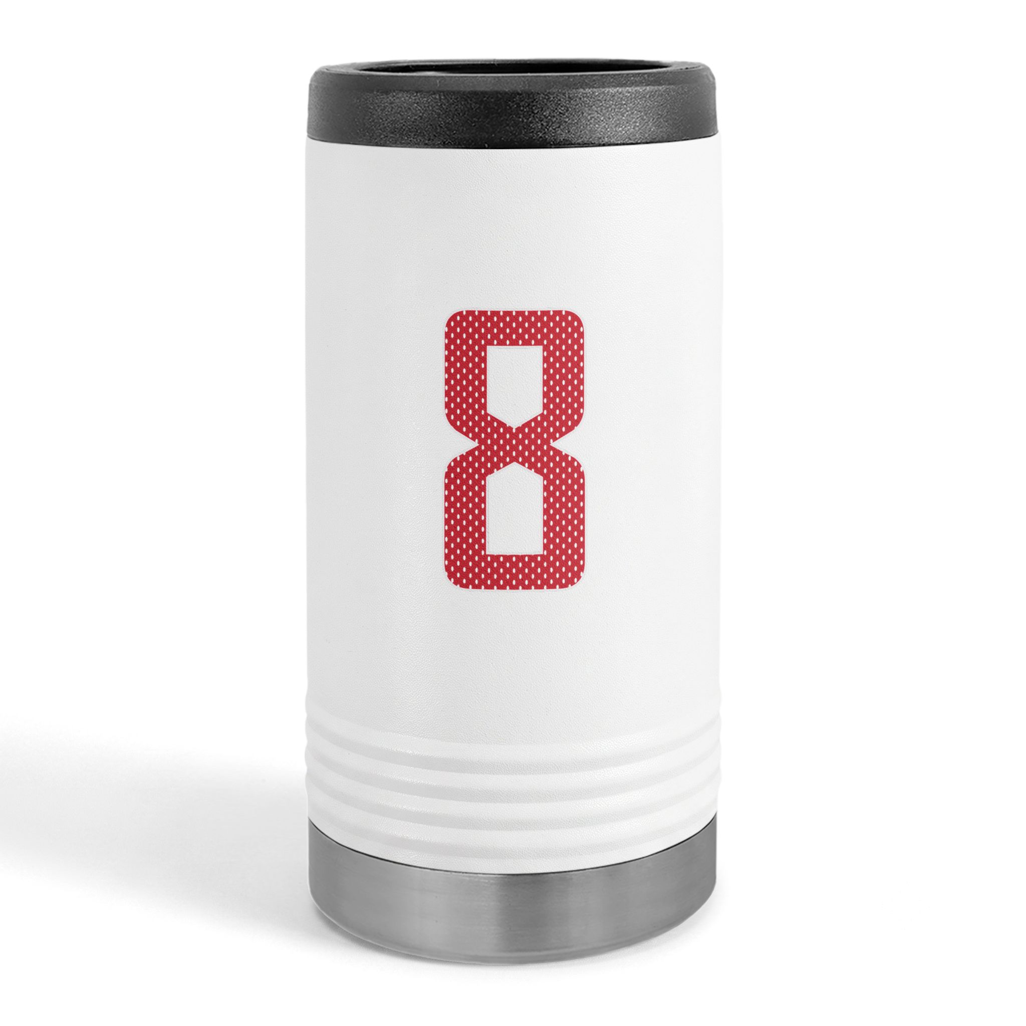Slim Stainless Can Cooler — mesh_shirsey_number in White
