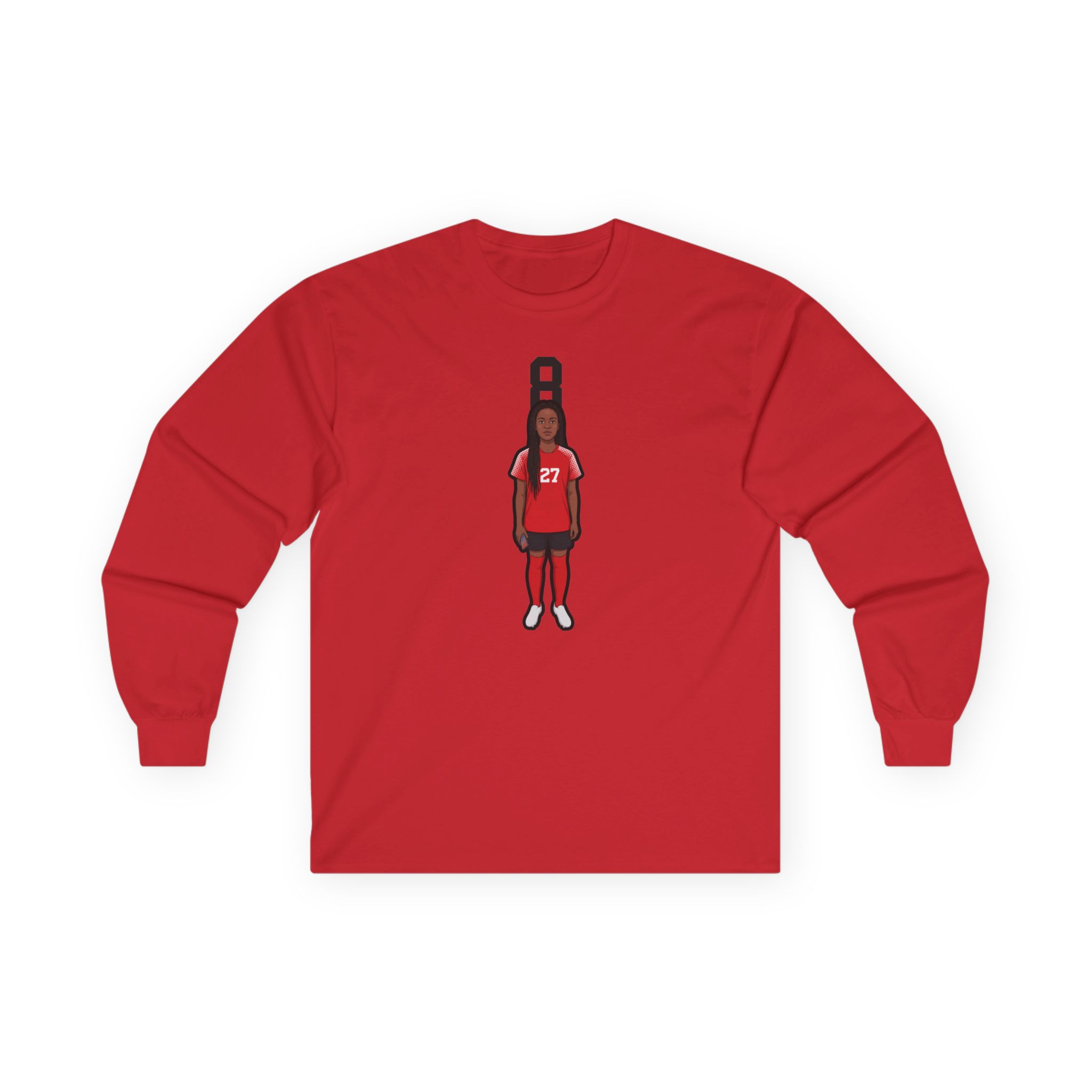 Long Sleeve Tee — character_number_top in Red